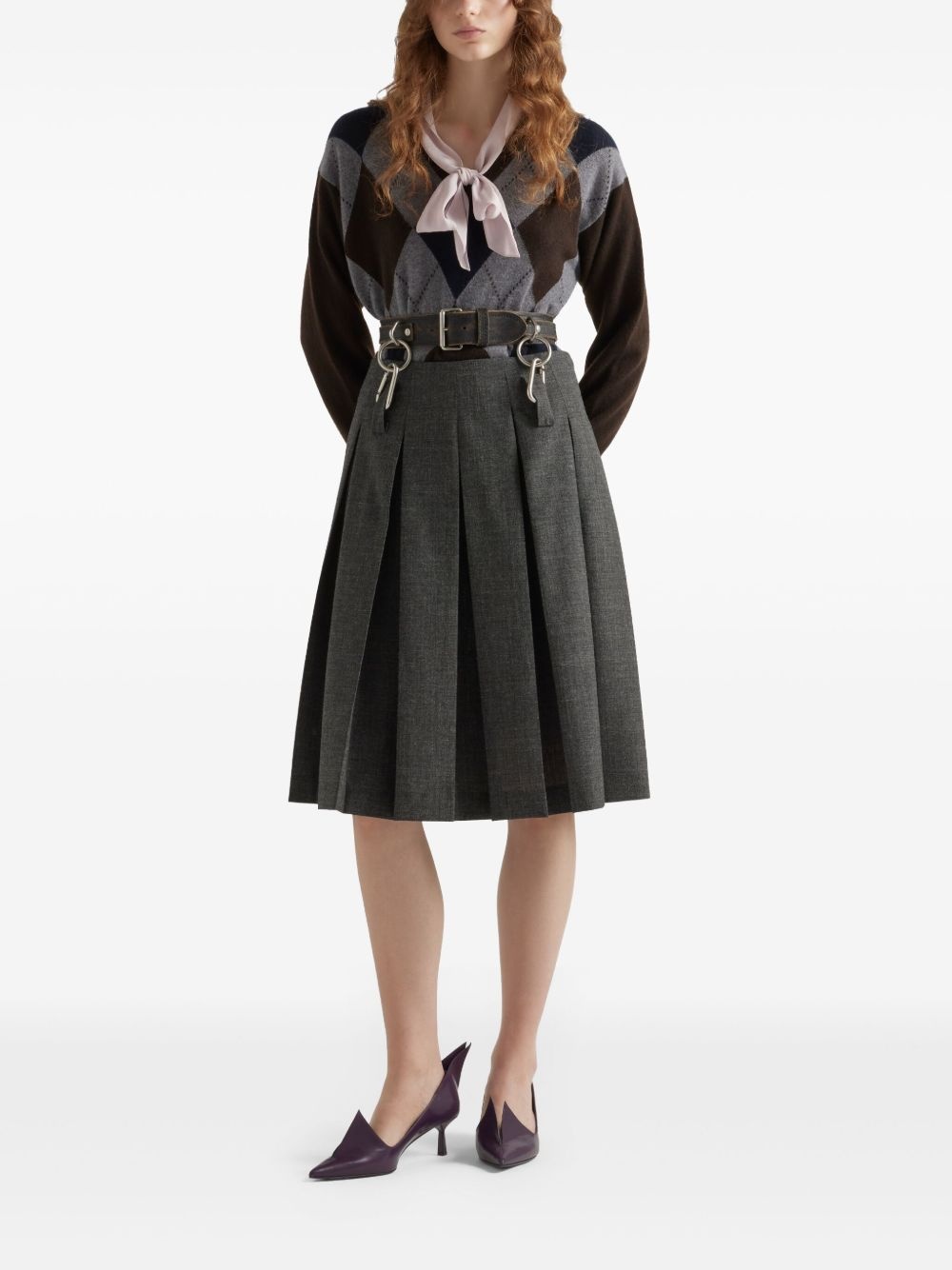belted pleated midi skirt - 2