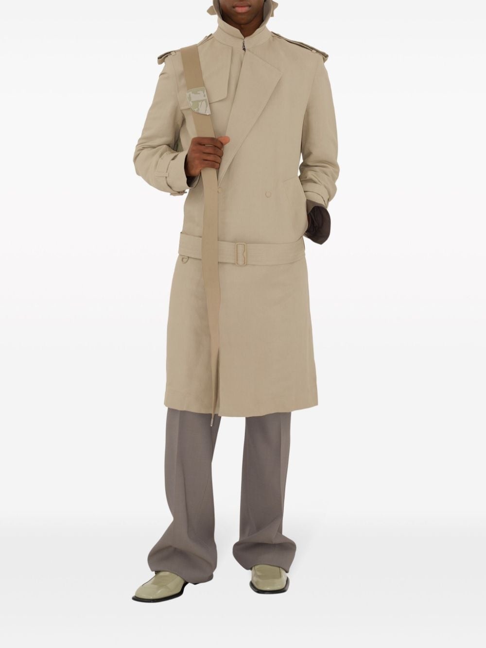 belted-waist trench coat - 2