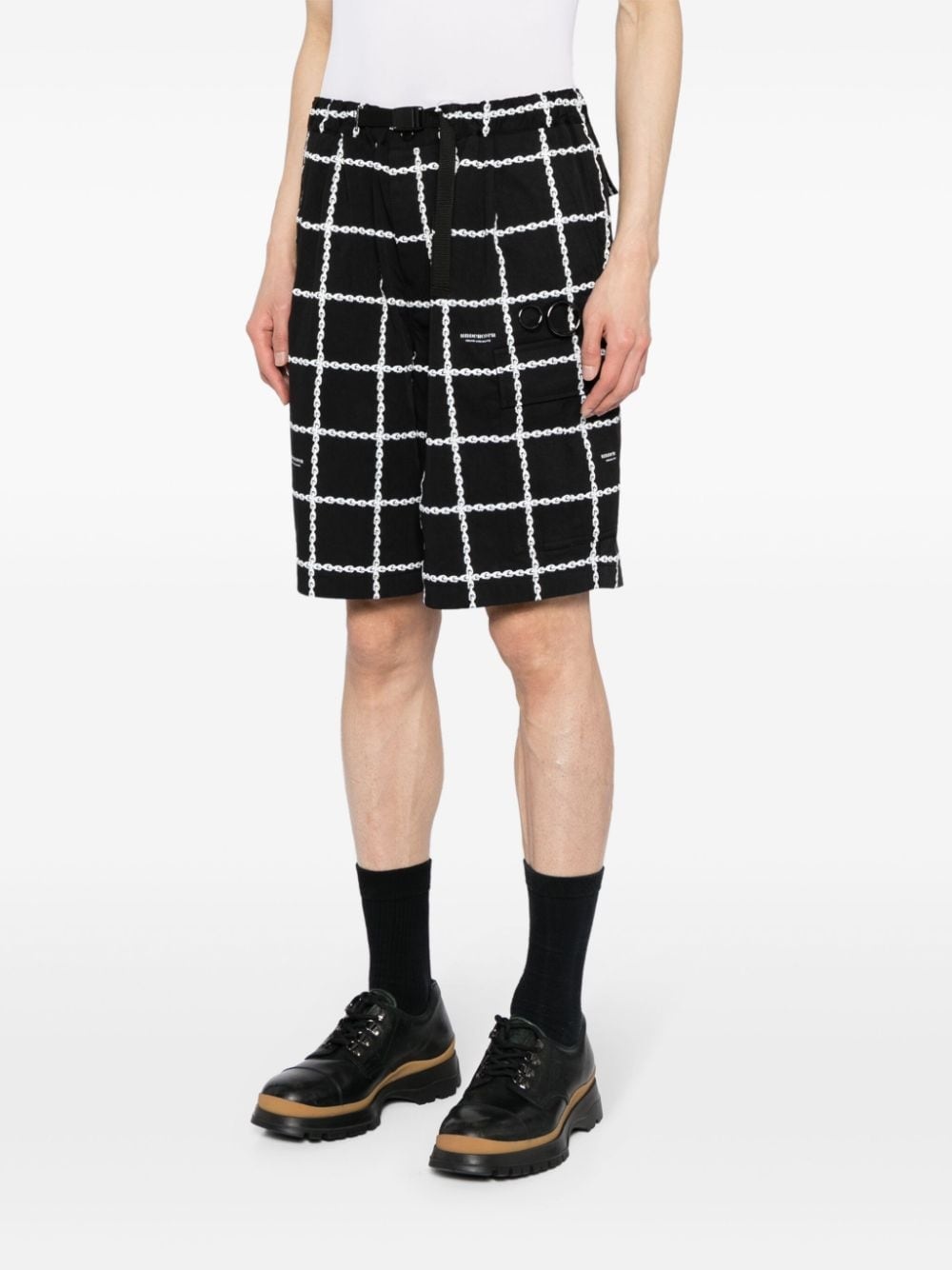 logo-print belted shorts - 3