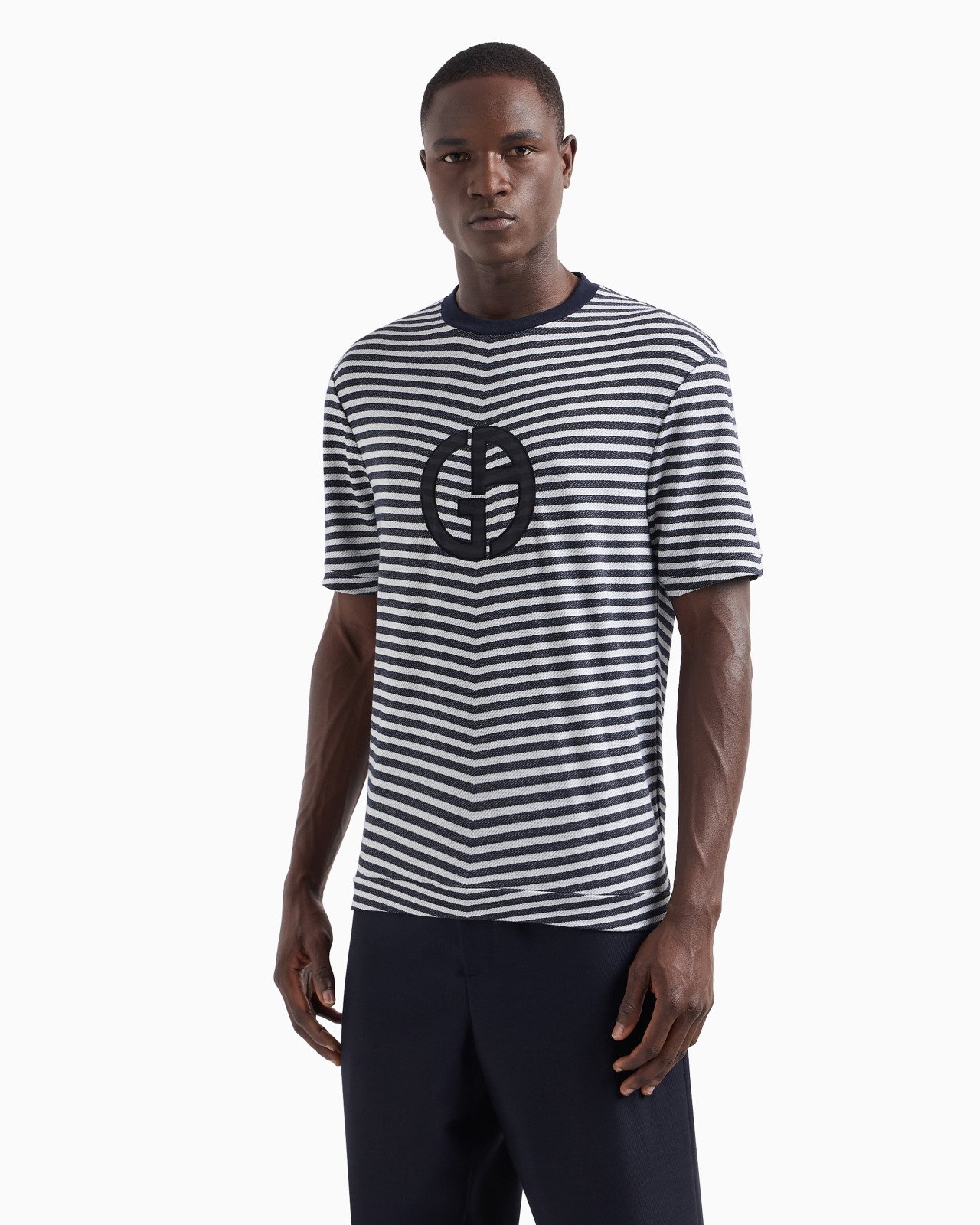 Chevron jacquard stretch viscose crew-neck T-shirt - 2