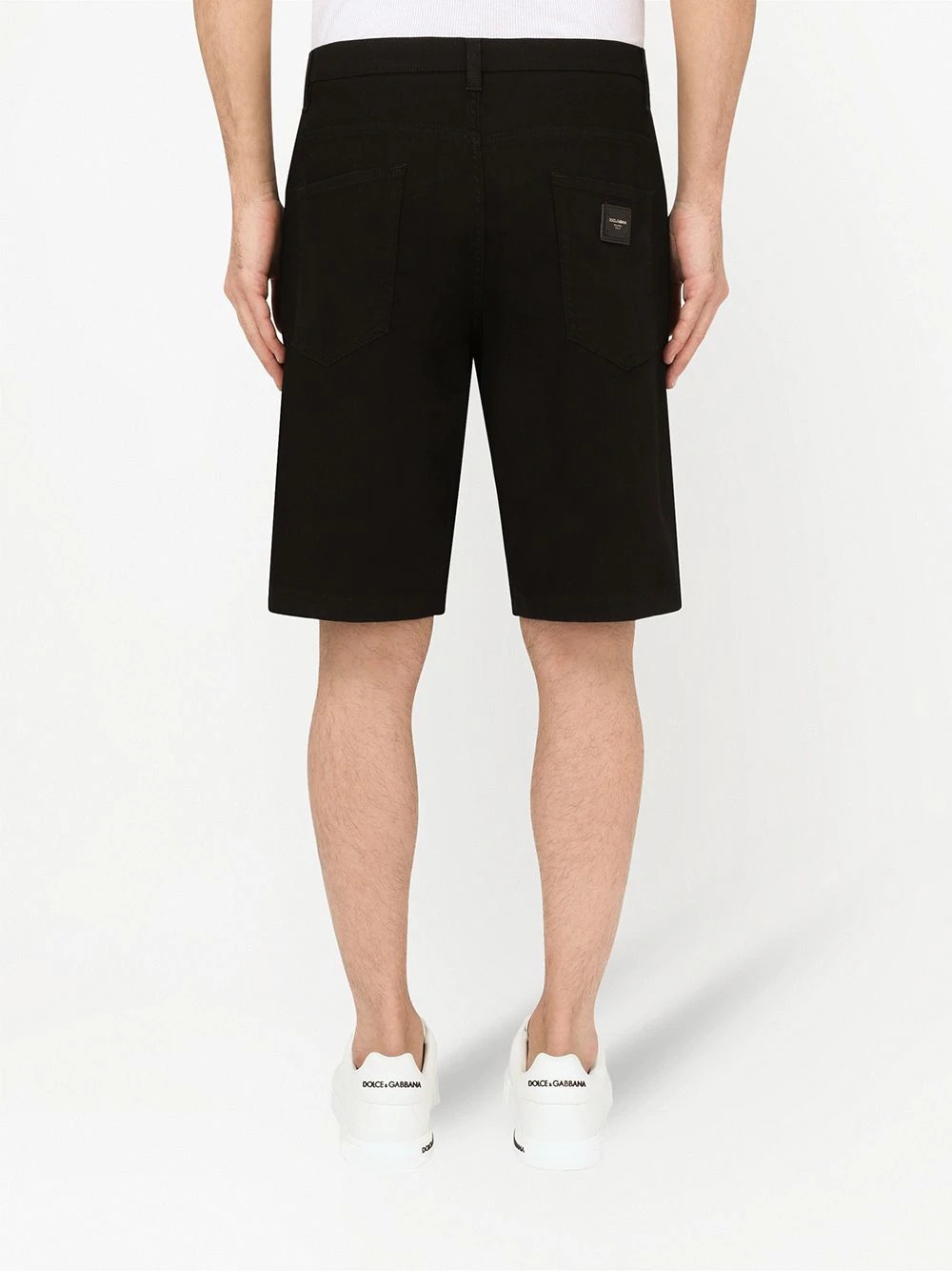 knee-length denim shorts - 4