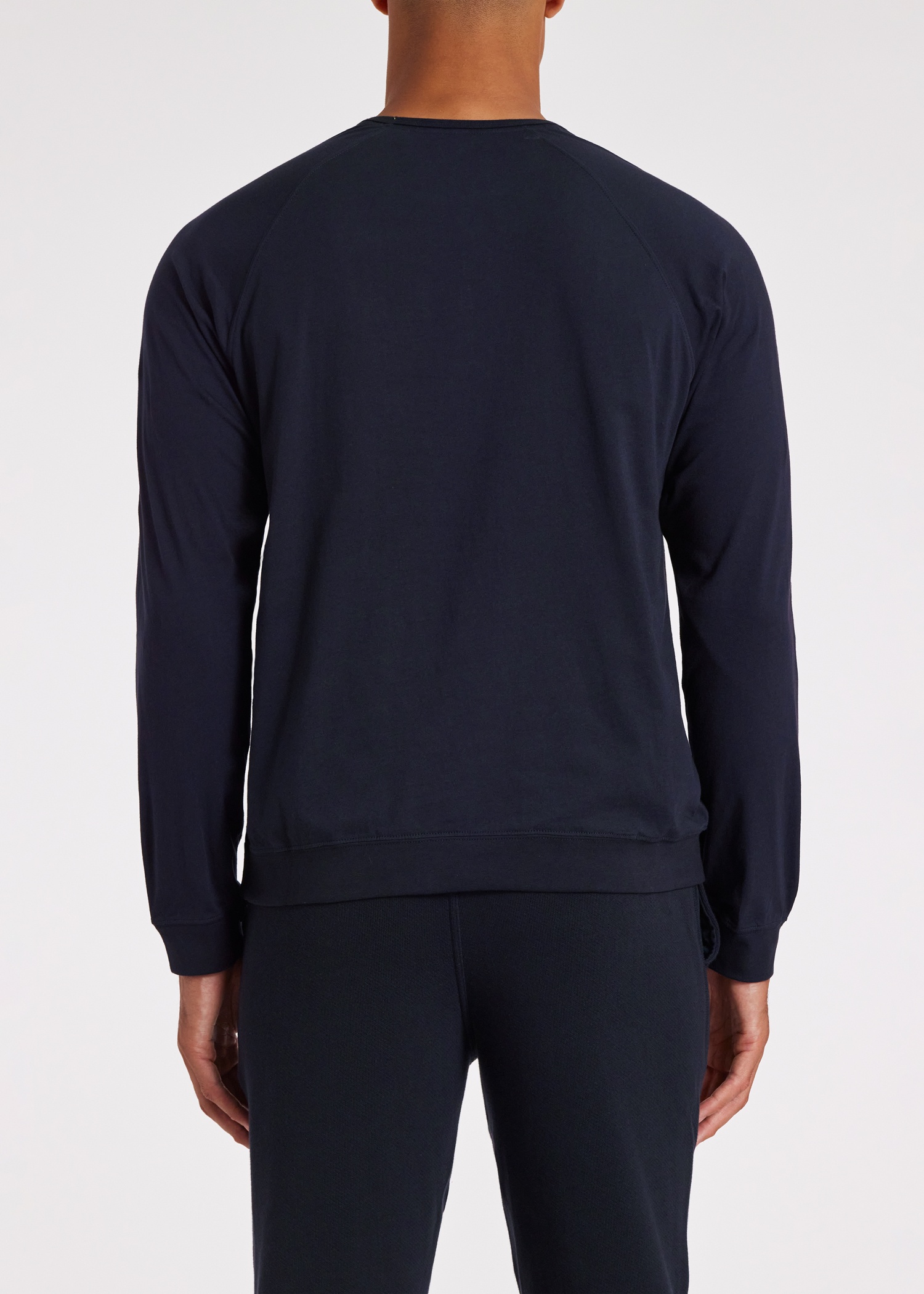 Navy Jersey Cotton Long-Sleeve Lounge Top - 7