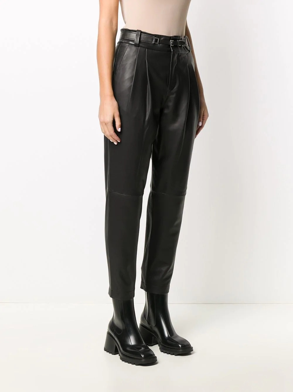 leather tapered trousers - 3