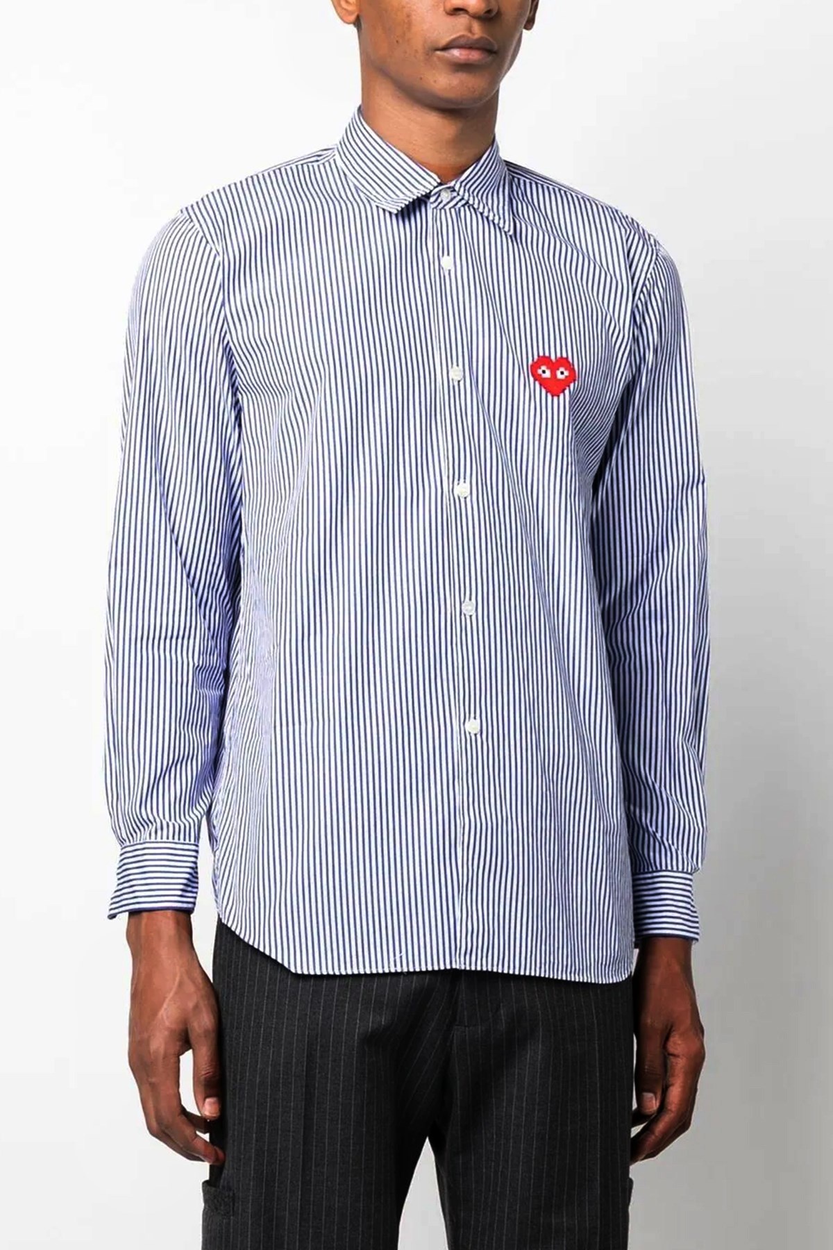 Logo patch striped shirt - 2