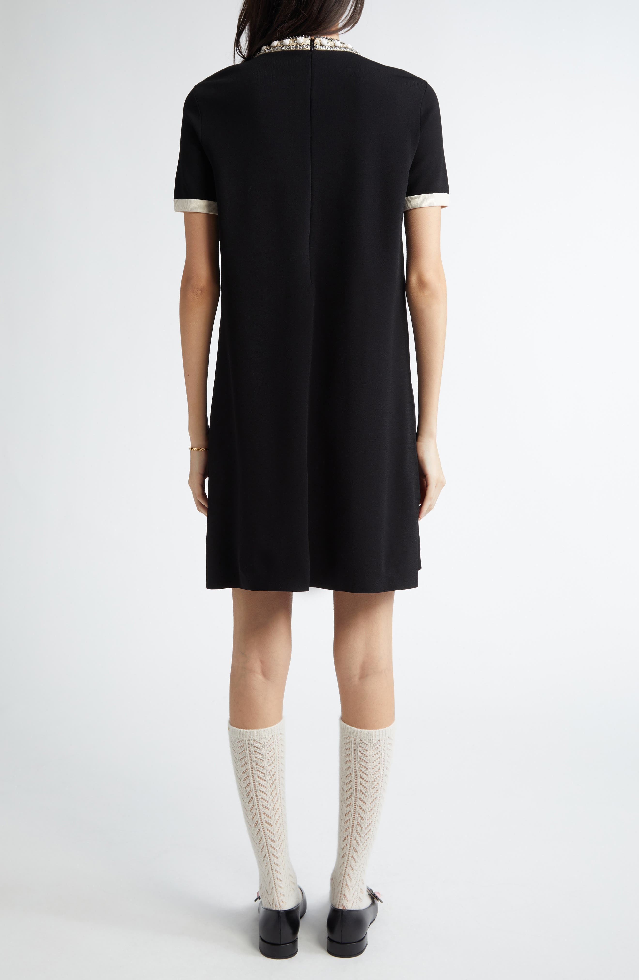 Valentino Garavani Embellished Trim Minidress in Ivory/Black at Nordstrom - 2