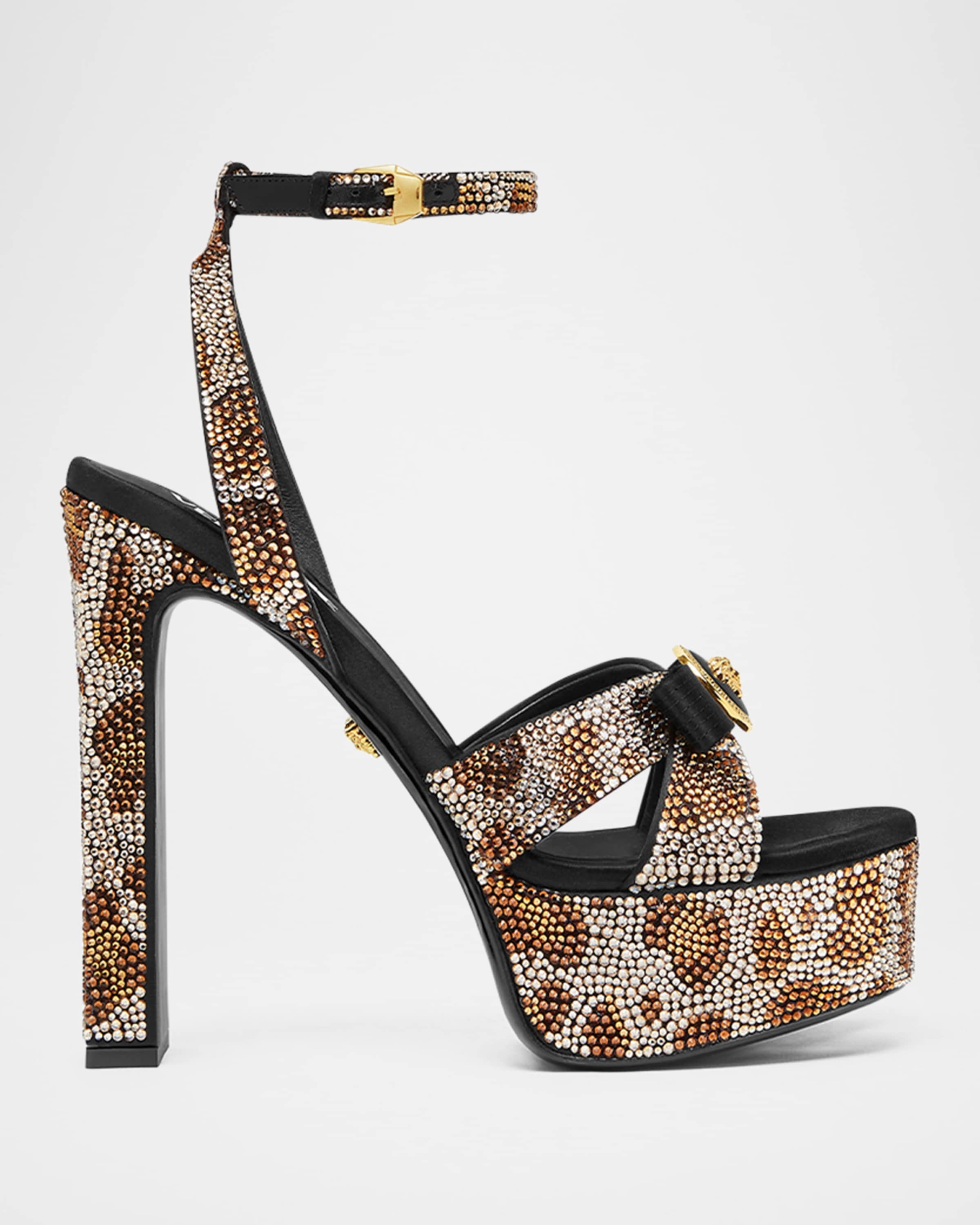 Gianni Leopard Strass Platform Sandals - 1