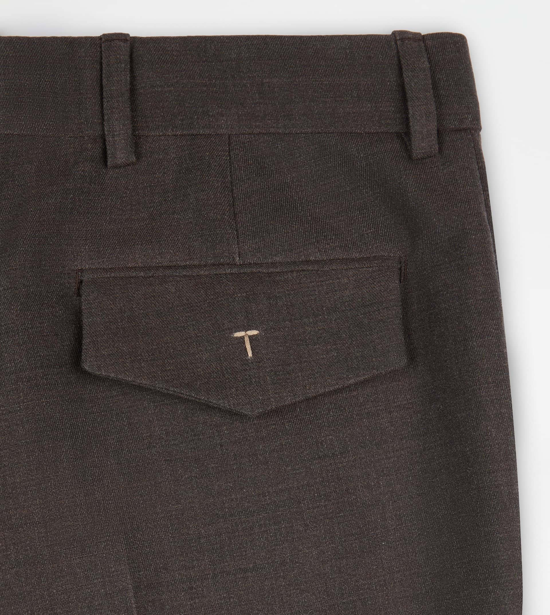 PANTS IN WOOL GABARDINE - BROWN - 8