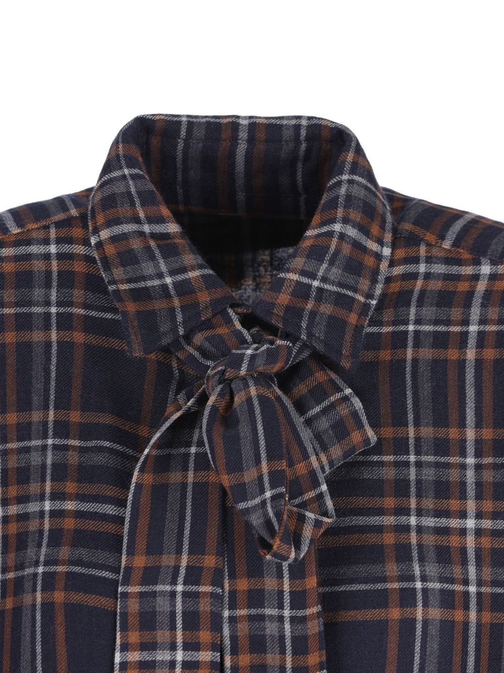 tie-fastening checked shirt - 4