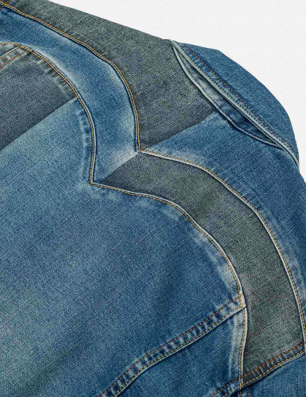 Two-tone Daicock Inserted Regular Fit Denim Jacket - 11