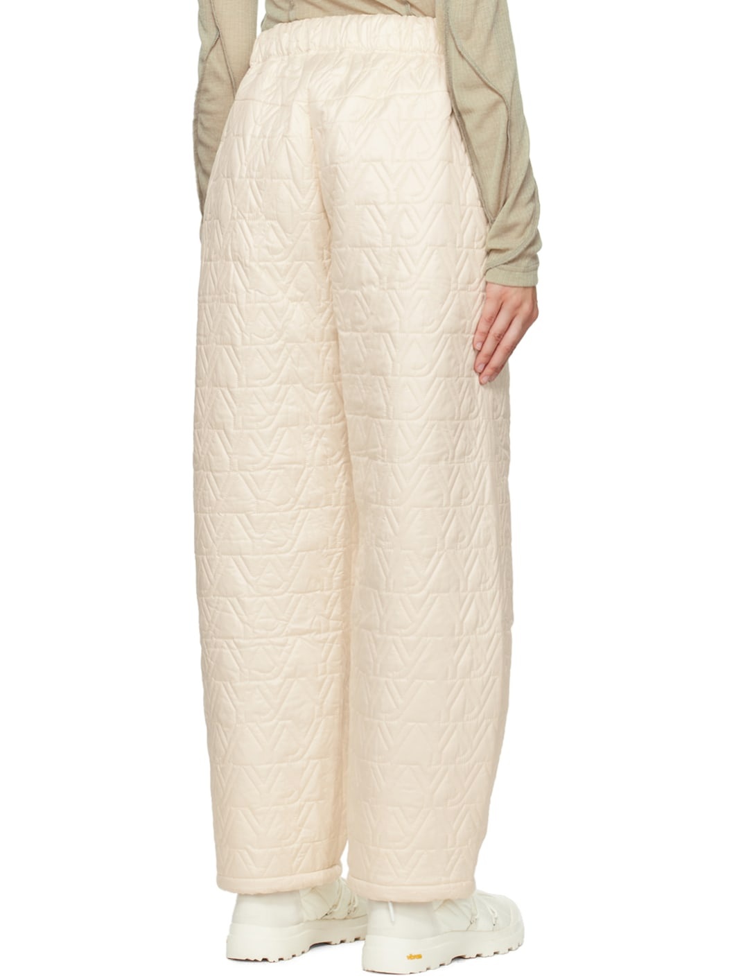 Beige 'YY' Quilted Trousers - 3