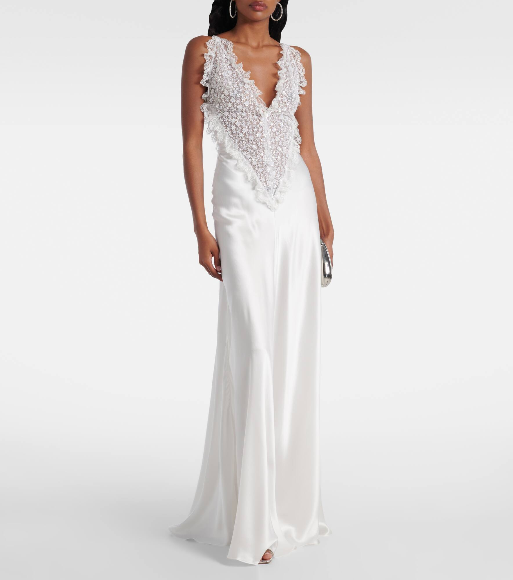 Bridal embellished silk satin gown - 2