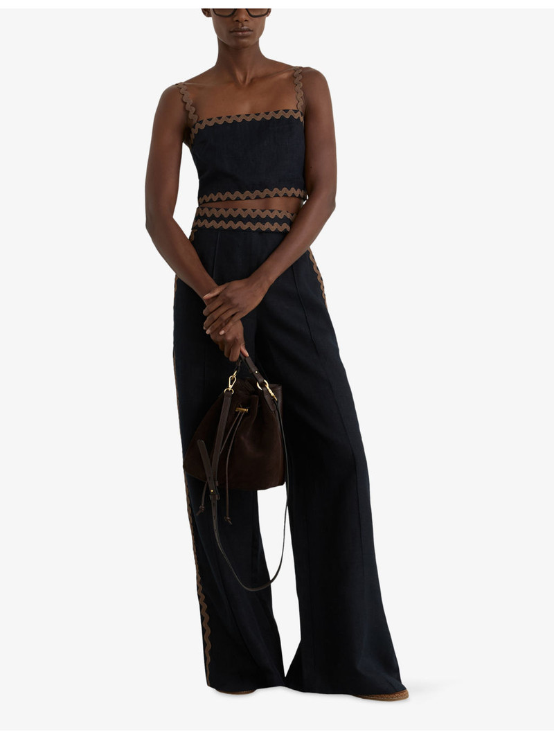 REISS Mila Cropped Linen Cami Top outlook