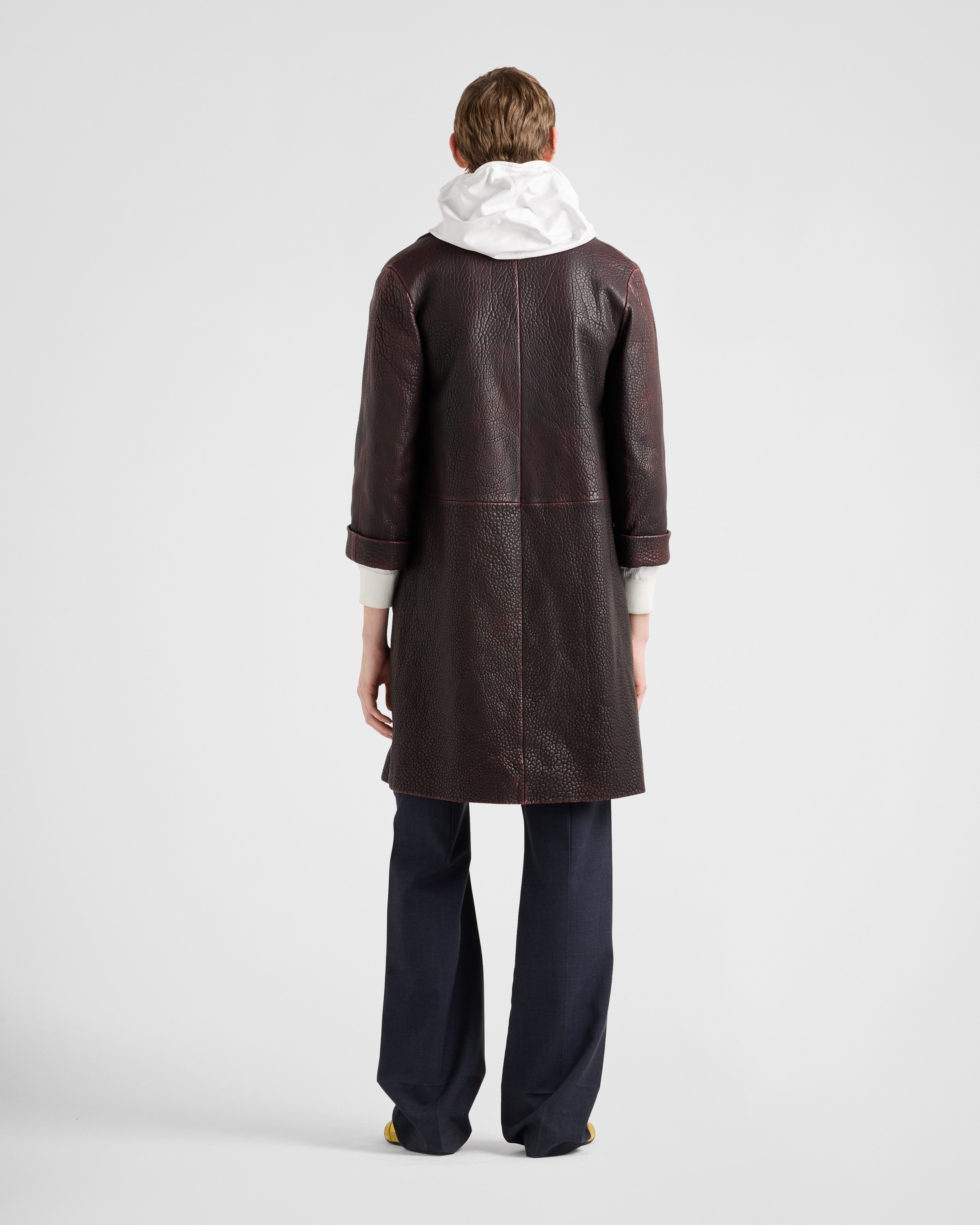 Double-breasted nappa leather coat - 5