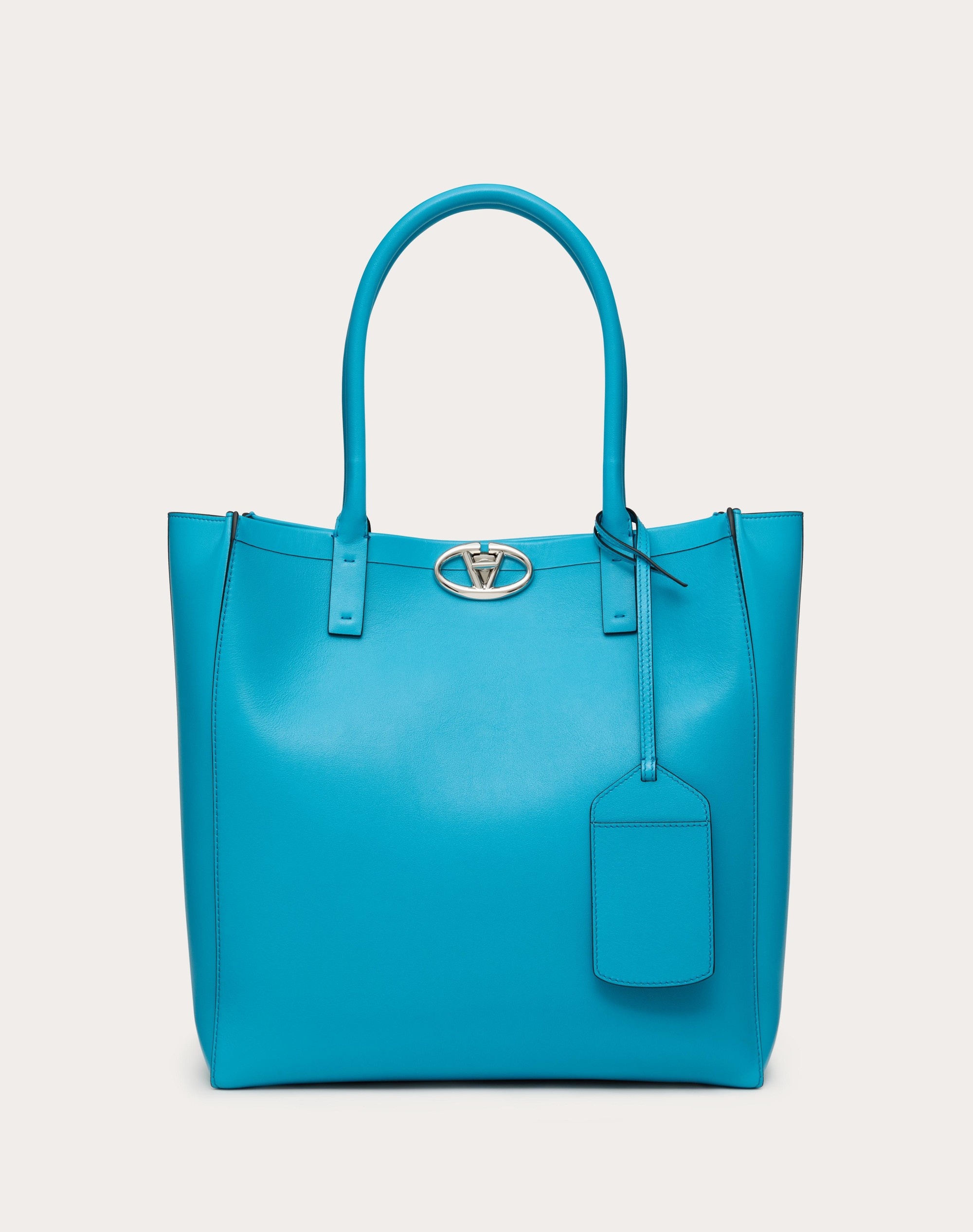 MEDIUM VLOGO LOCKER LEATHER SHOPPING BAG - 1