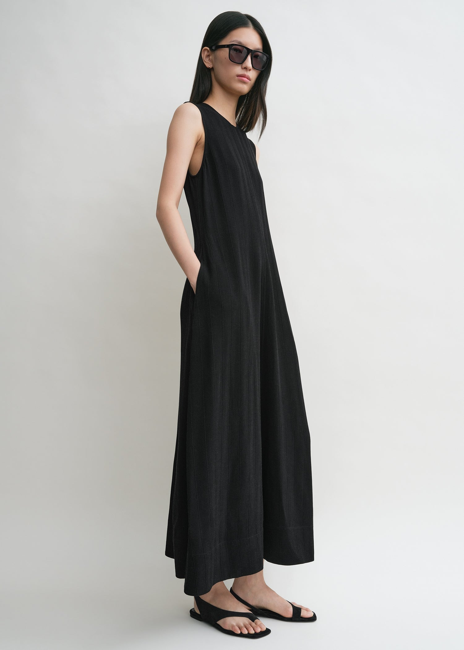 Woven stripe dress black - 3