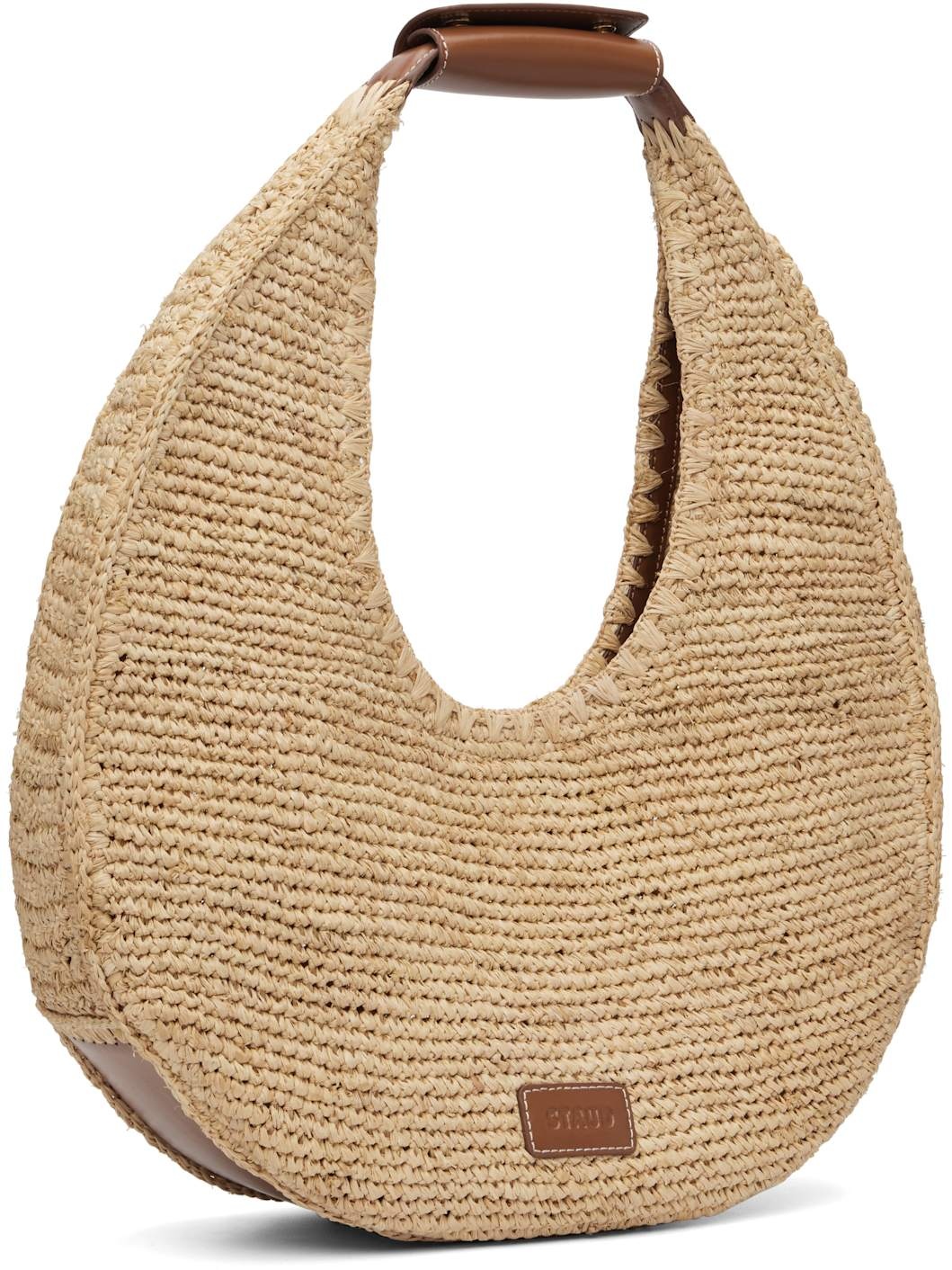 Tan Large Raffia Moon Tote - 3