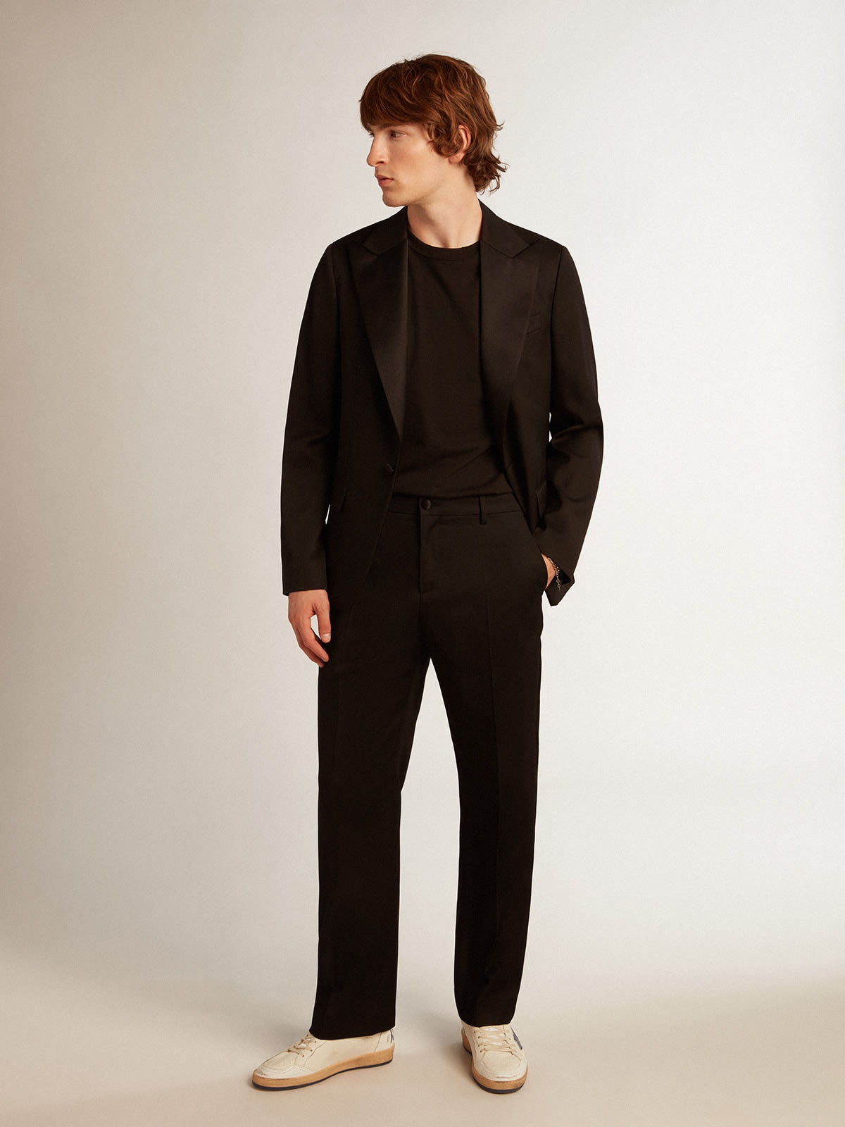 Men’s tuxedo pants in black wool gabardine - 3