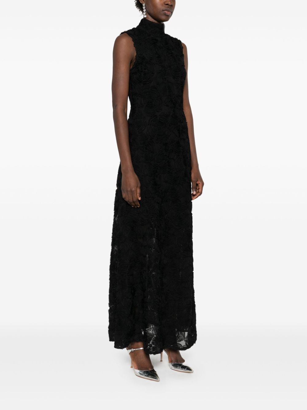 flower-mesh maxi dress - 3