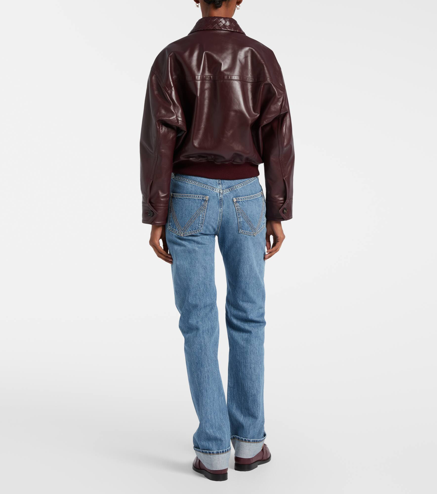 Intrecciato leather blouson jacket - 3