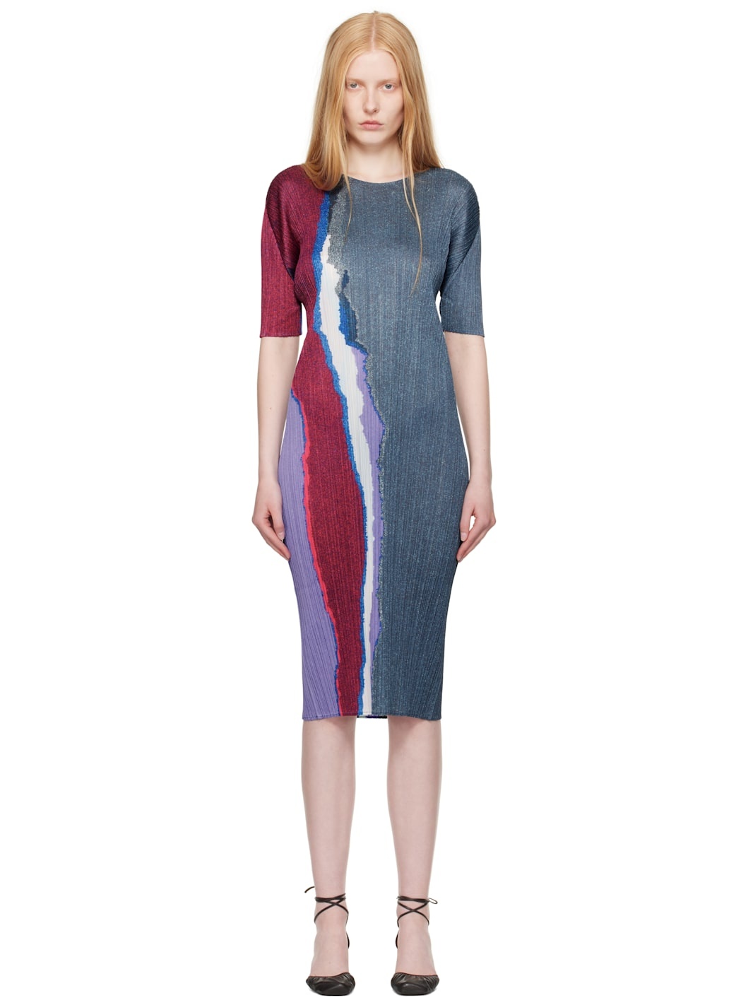 Blue Grainy Colors Midi Dress - 1