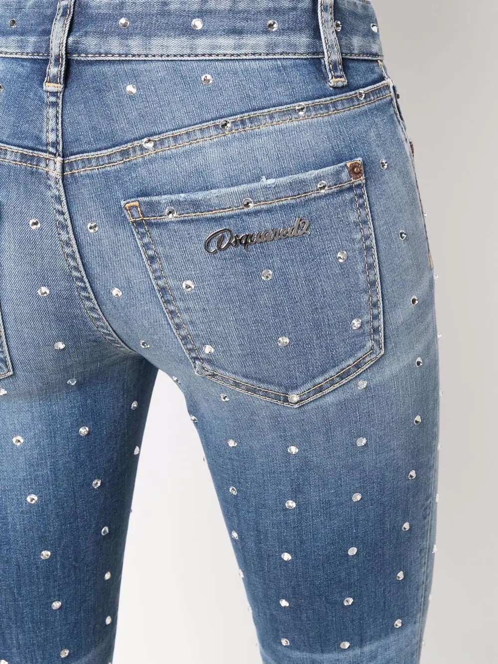 crystal-embellished cropped jeans - 5