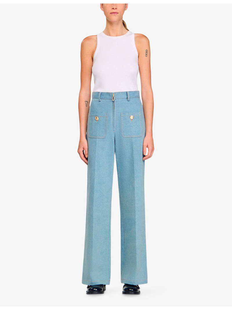 Sandro Faded Wide-Leg Denim Jeans outlook