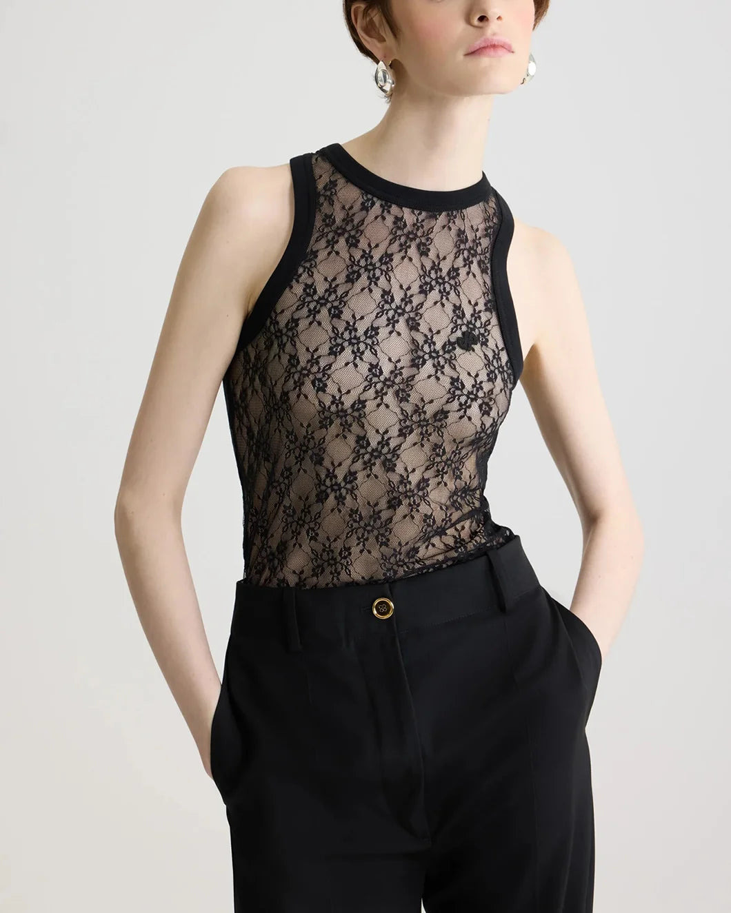 TANK TOP IN LACE JERSEY - 2