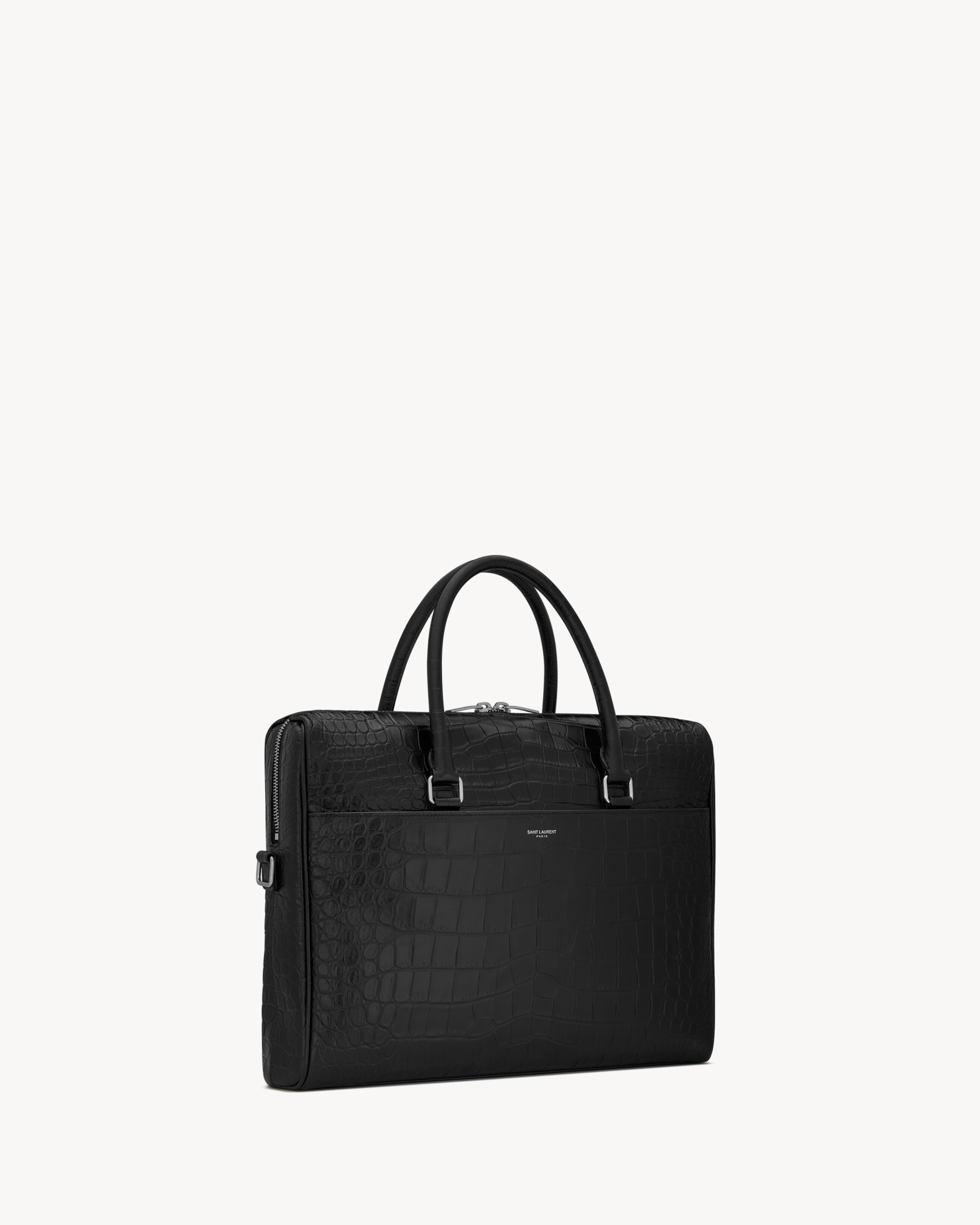 DUFFLE SAINT LAURENT BRIEFCASE BAG IN CROCODILE-EMBOSSED MATTE LEATHER - 4