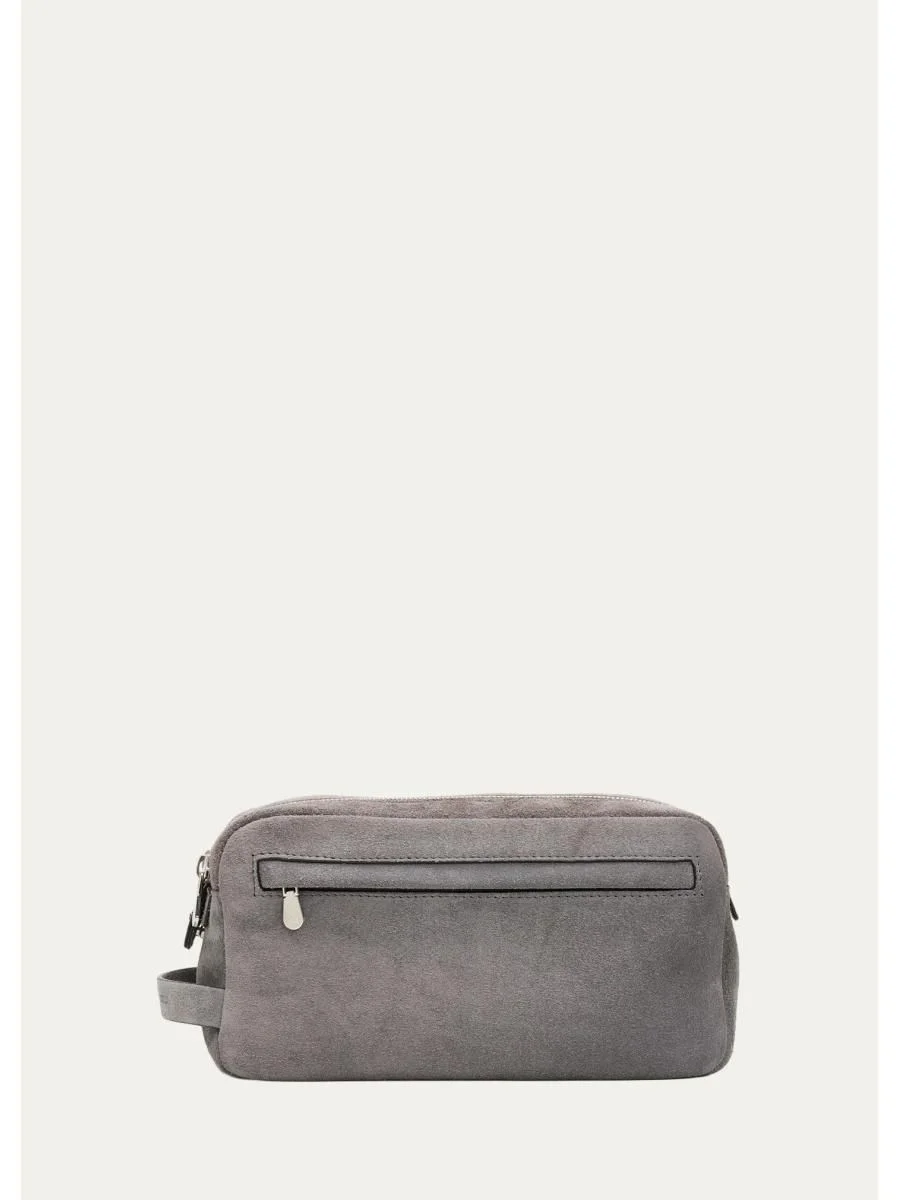 Men's Leather Wide-Mouth Toiletry Bag - 1