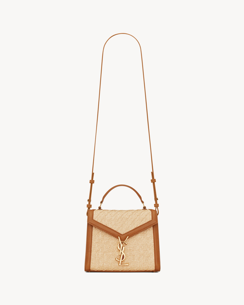 CASSANDRA MINI TOP HANDLE BAG IN RAFFIA AND VEGETABLE-TANNED LEATHER 3