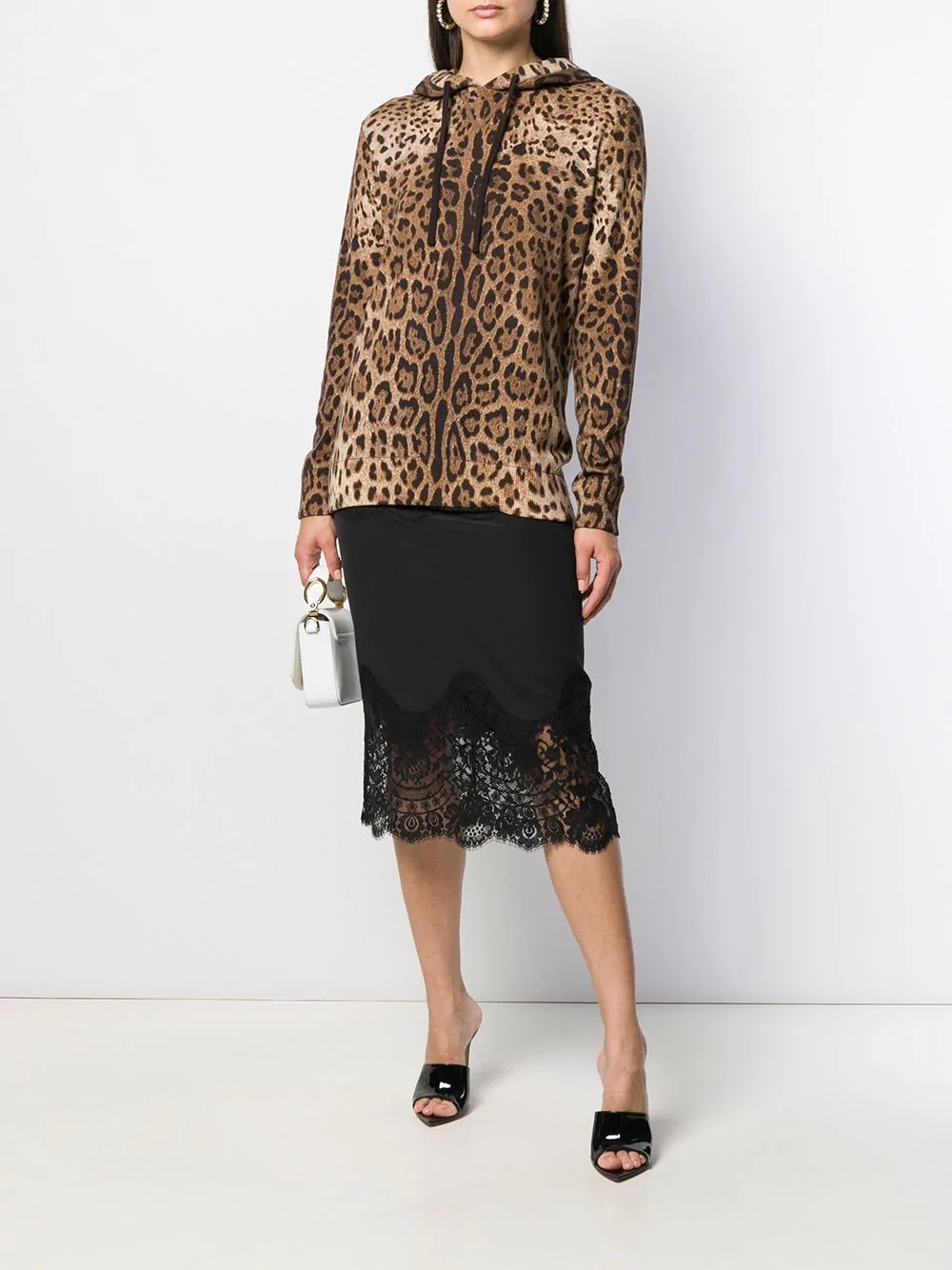 cashmere knitted leopard hoodie - 2