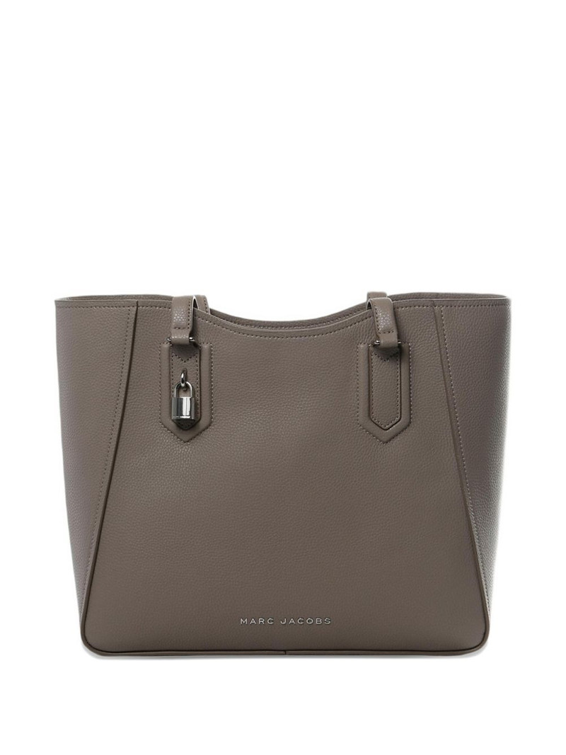padlock-embellishment leather tote bag 1
