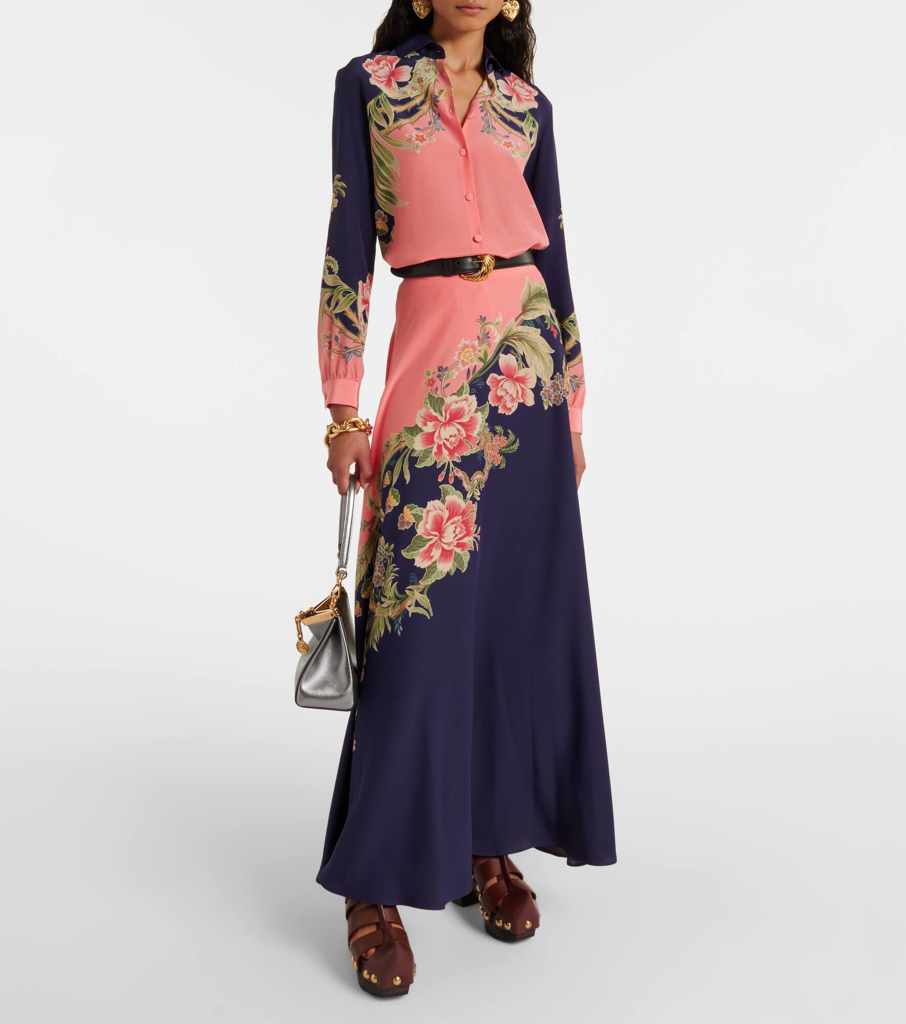 Printed silk crêpe de chine maxi skirt - 2