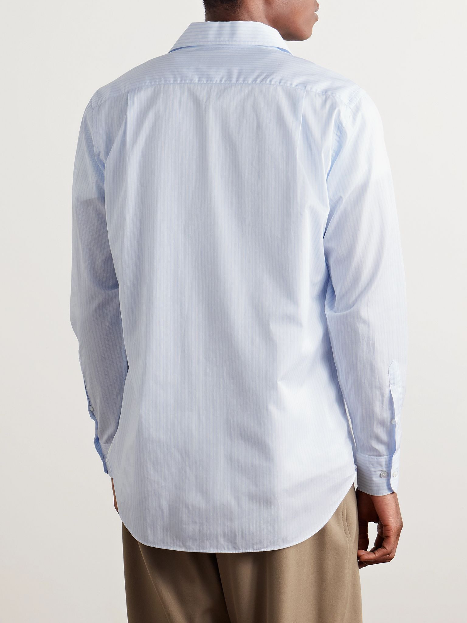 André Striped Cotton-Poplin Shirt Blue - 3