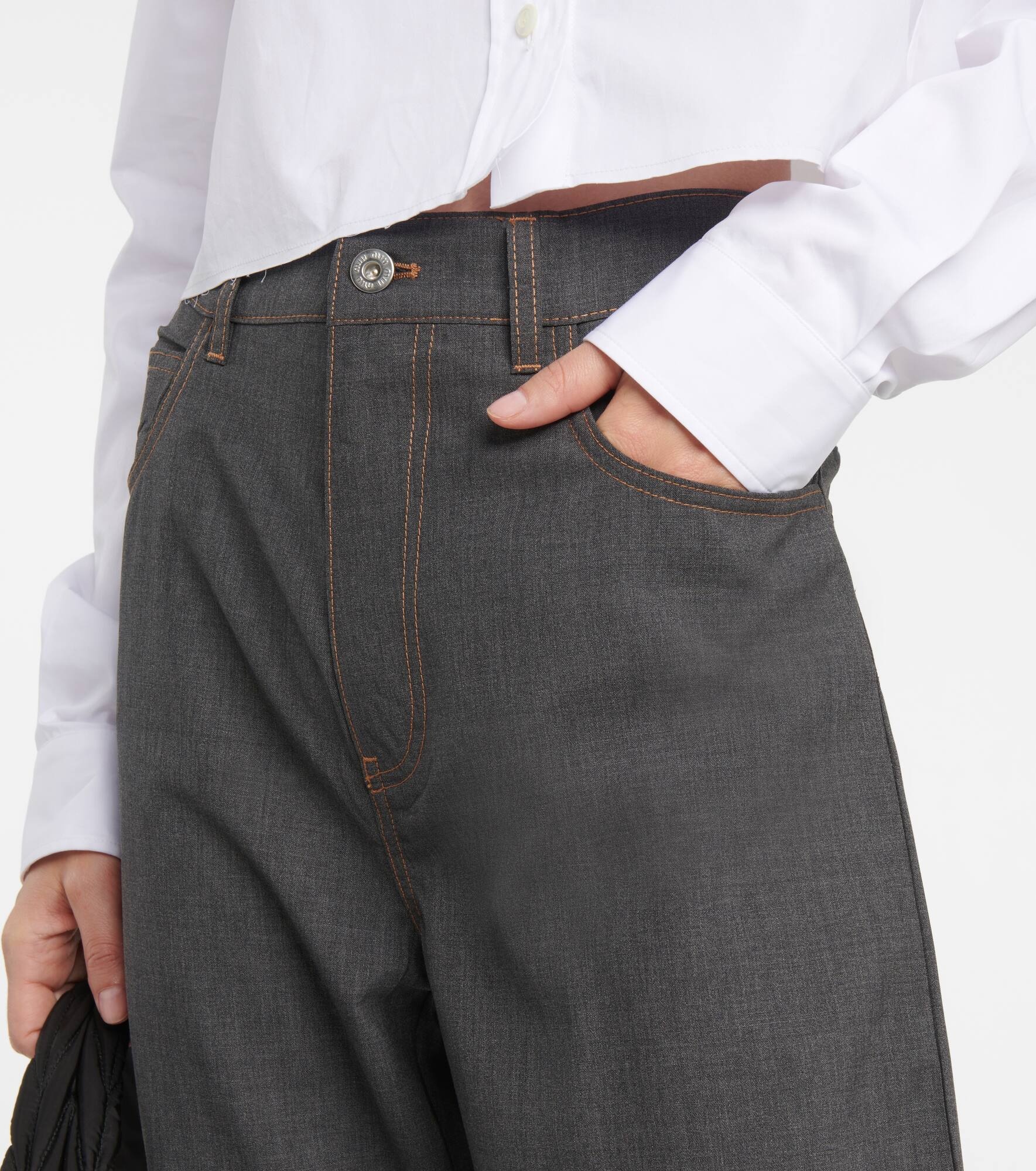 Mid-rise straight-leg wool pants - 4