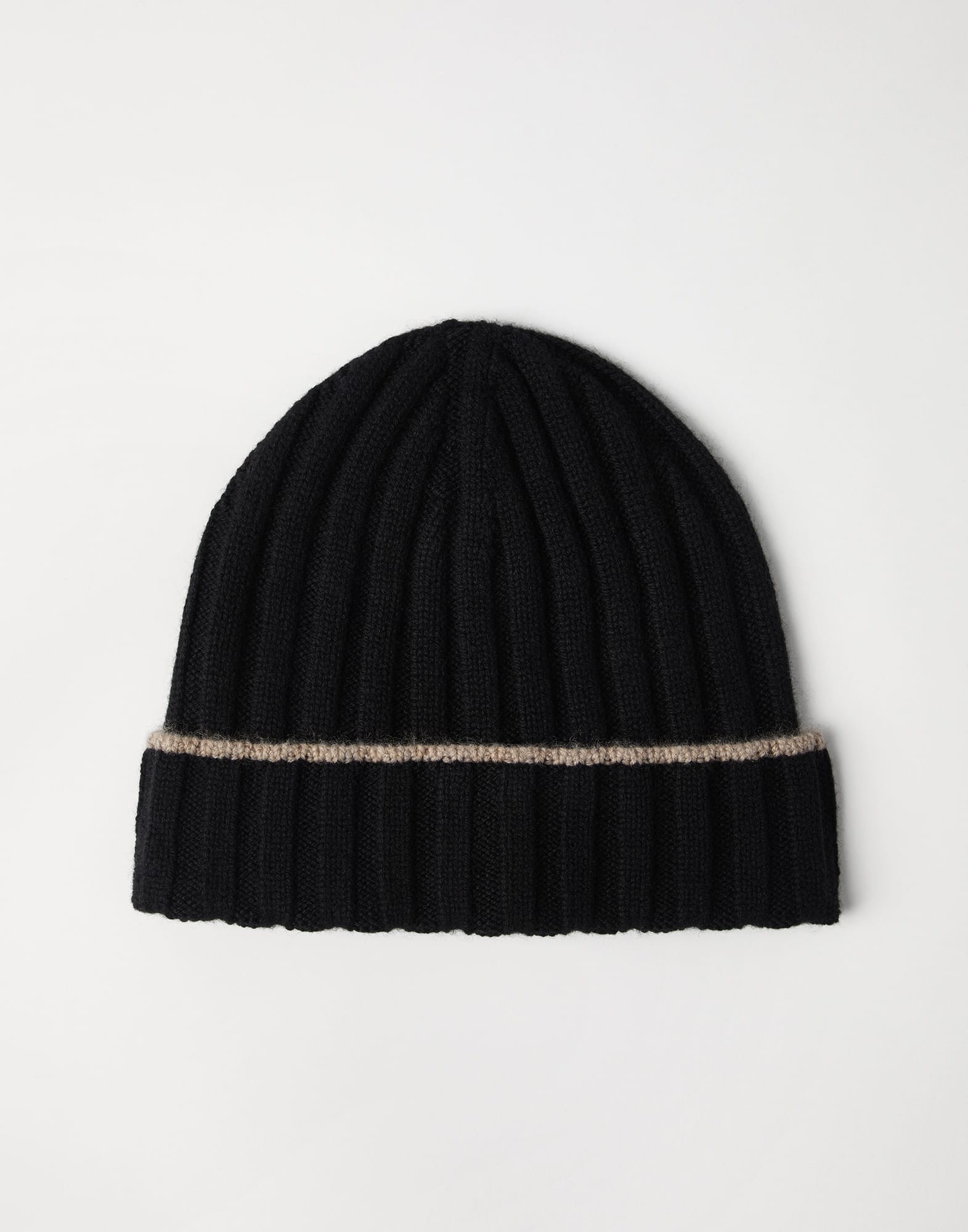 Cashmere rib knit beanie - 1