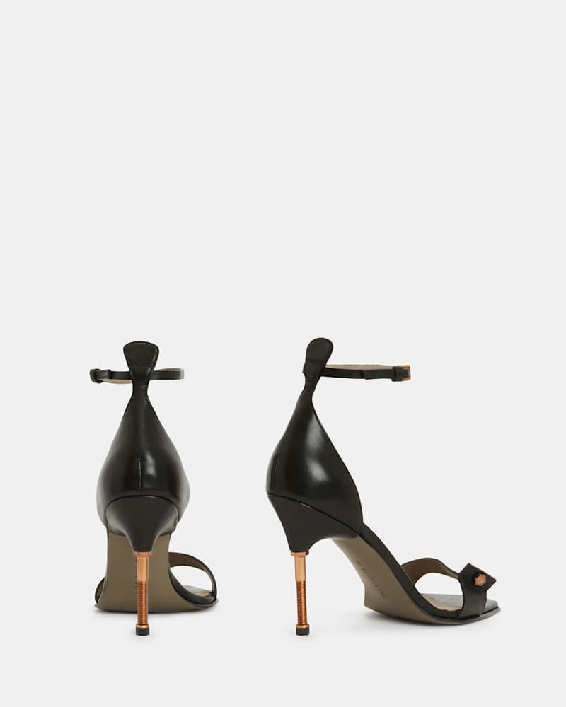 BETTY SQUARE TOE LEATHER HEELED SANDALS 6