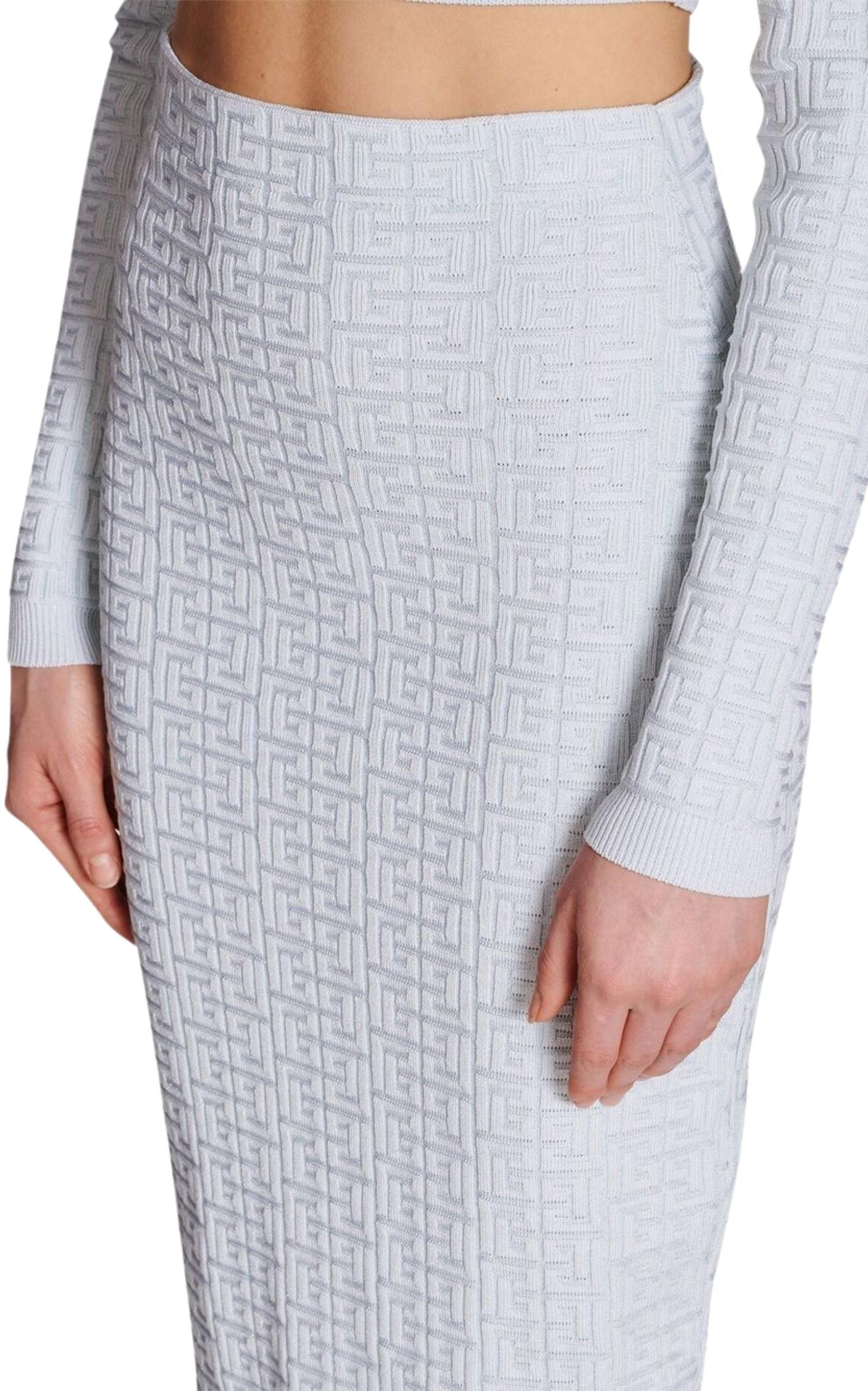 Embossed Monogram Midi Skirt - 5