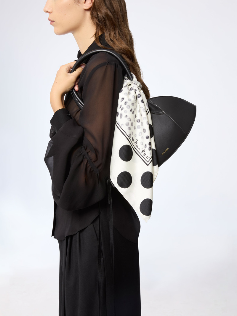 White Polka Dot Silk Scarf 1