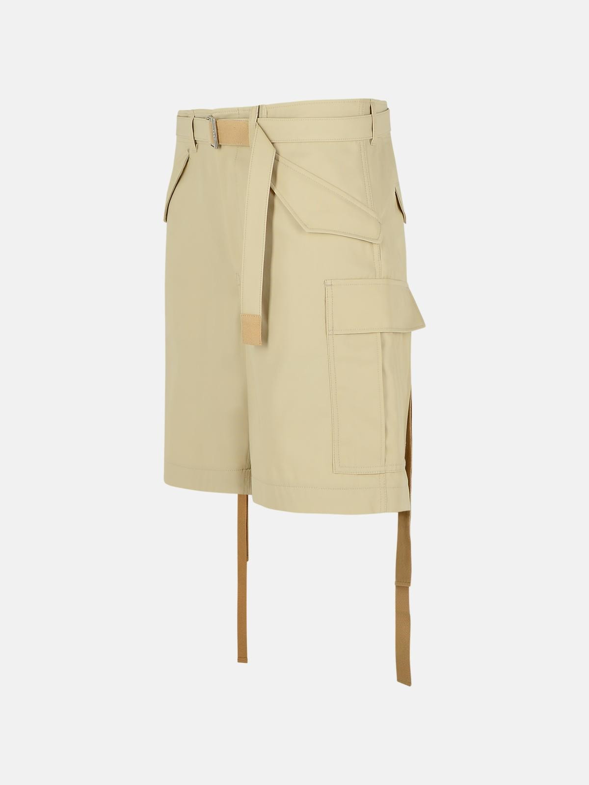 BEIGE COTTON BERMUDA SHORTS - 2