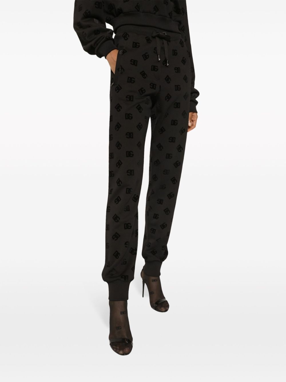 logo-flocked cotton track pants - 5