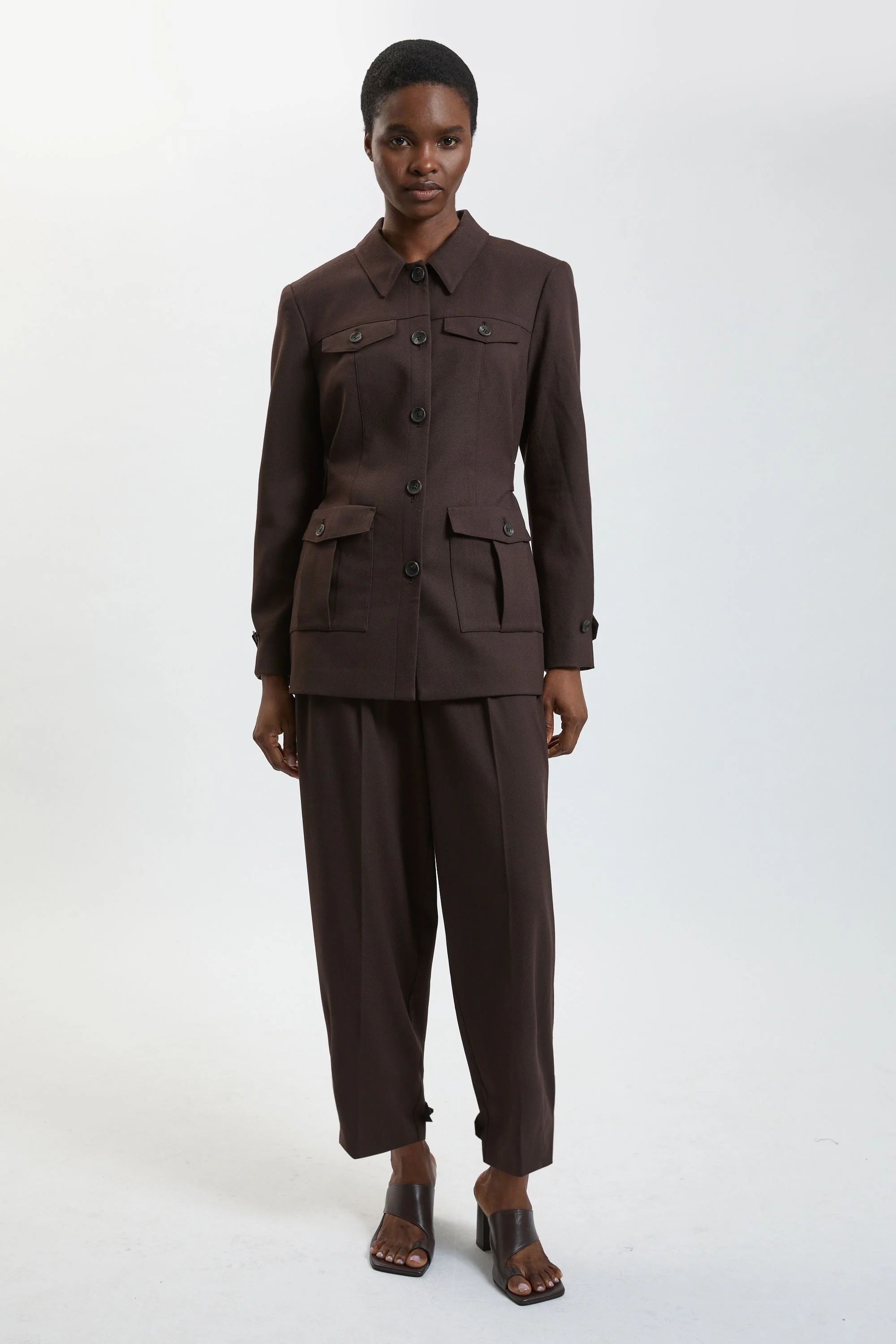 Herringbone Texture Utility Trousers - 1