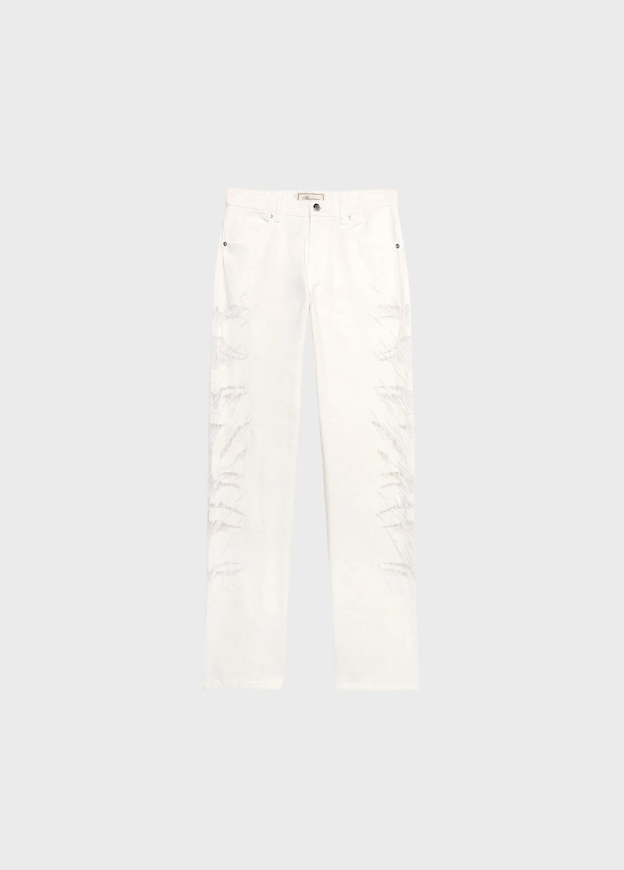 STRAIGHT LEG JEANS WITH EMBROIDERED BANDS - 1