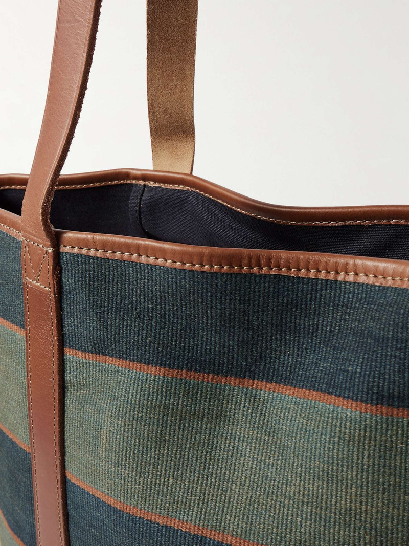 Ried Leather-Trimmed Striped Indigo-Dyed Denim Tote Bag 5
