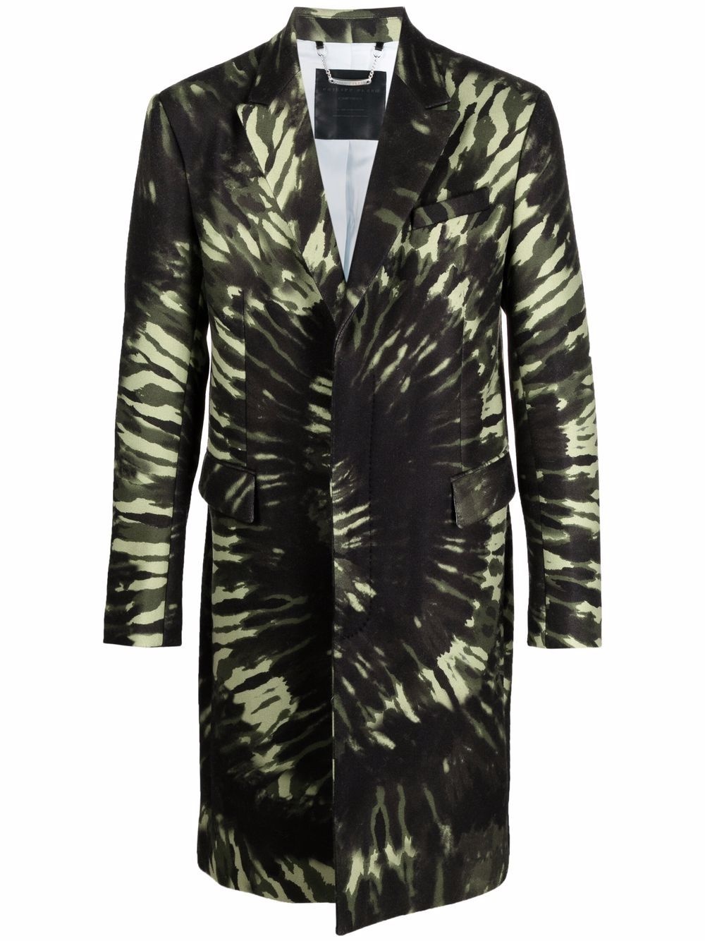 single-breasted tie-dye coat - 1