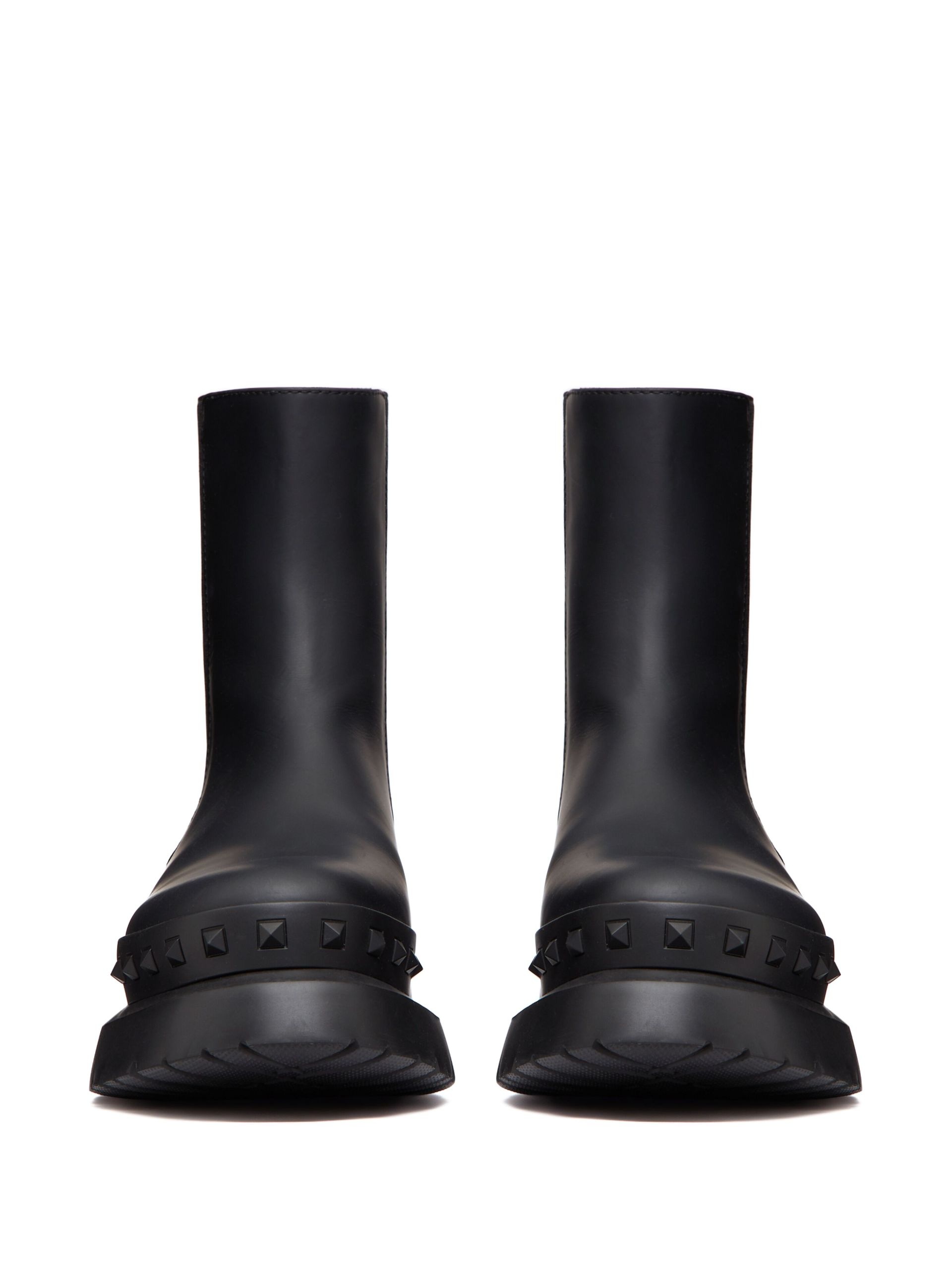 Black M-Way Rockstud Leather Ankle Boots - 4