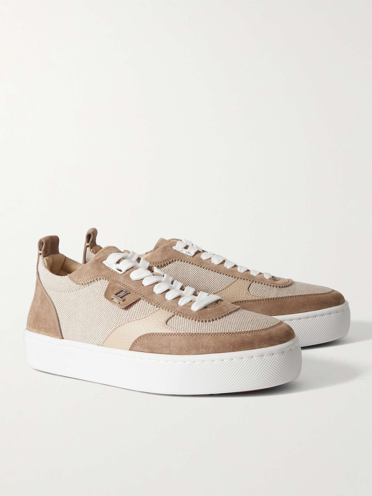 Happyrui Spiked Leather-Trimmed Canvas and Suede Sneakers - 4