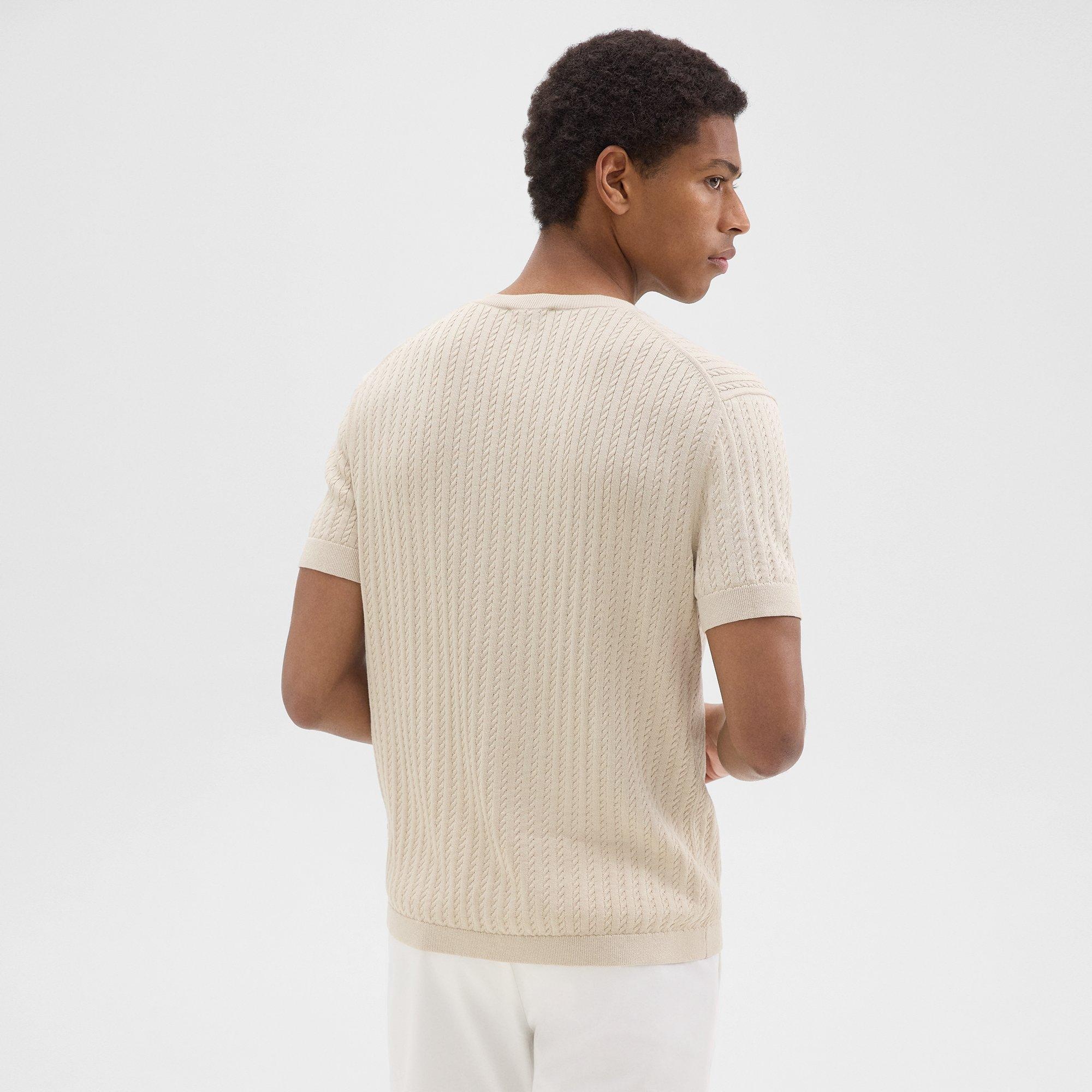 Cable Knit Tee in Cotton - 4