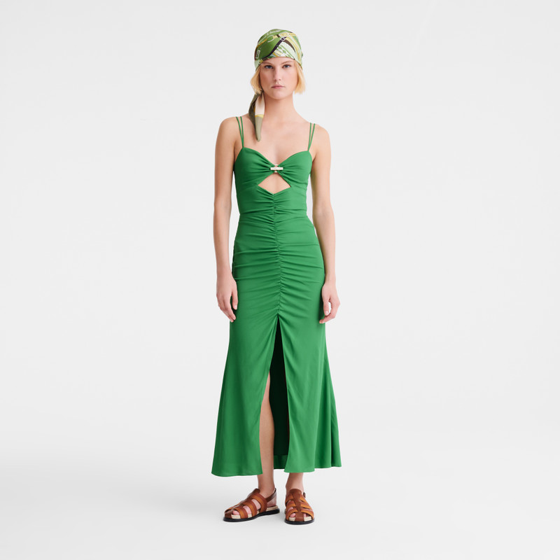 Longchamp Midi dress Thyme - Fluid crepe outlook