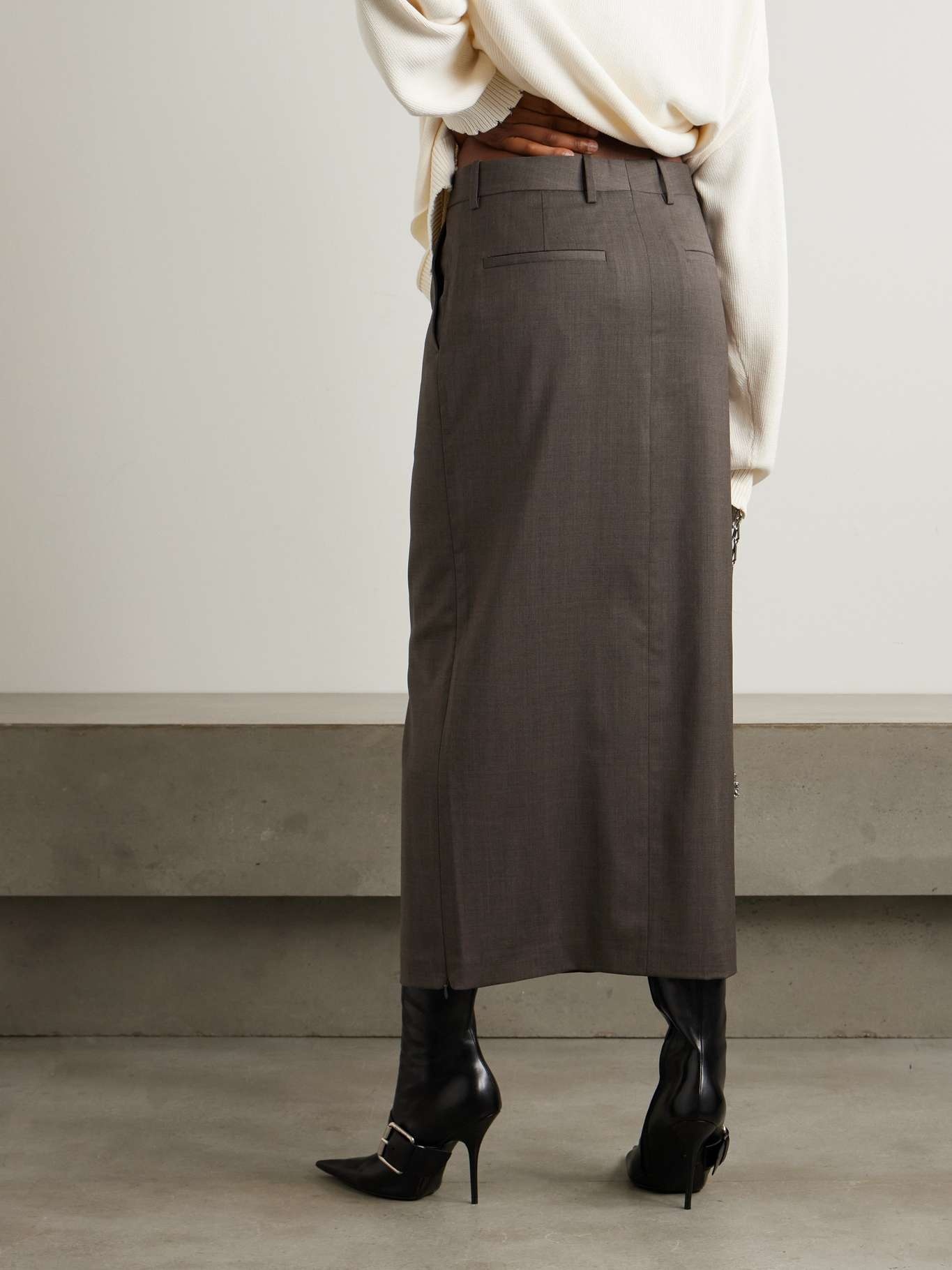 スカート HELMUT LANG Woman Skirt Charcoal N07DW301 AC9 Helmut Lang Carpenter Mini Skirt in Washed Charcoal | FWRD